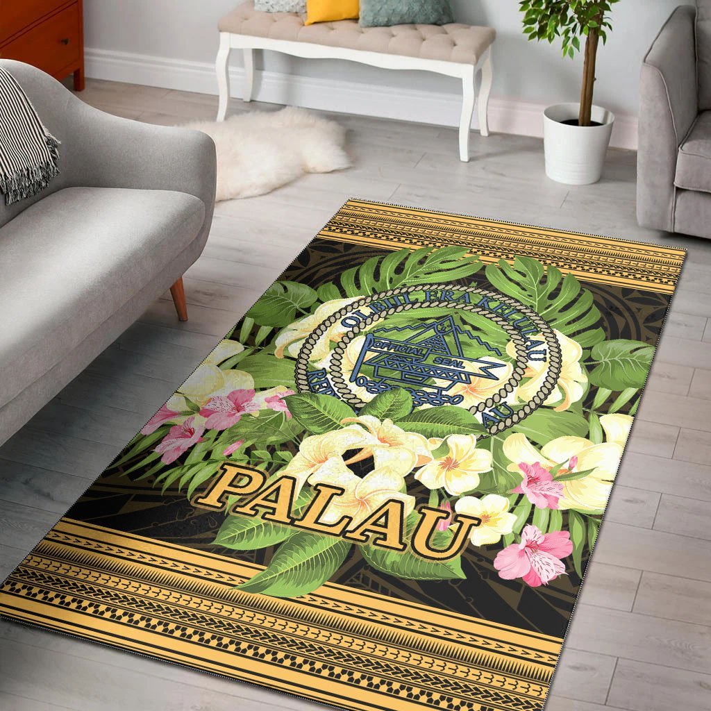 Palau Area Rug - Polynesian Gold Patterns Collection - Vibe Hoodie Shop