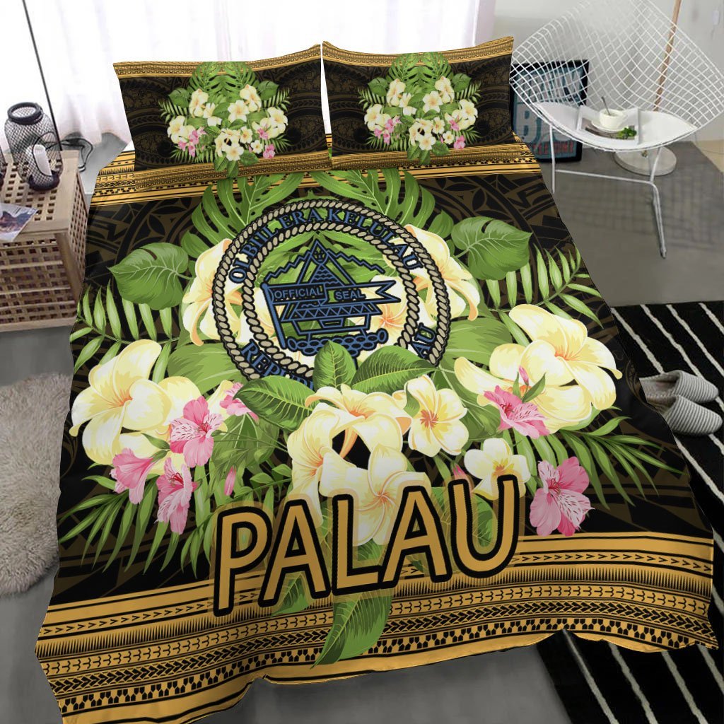 Palau Bedding Set - Polynesian Gold Patterns Collection - Vibe Hoodie Shop