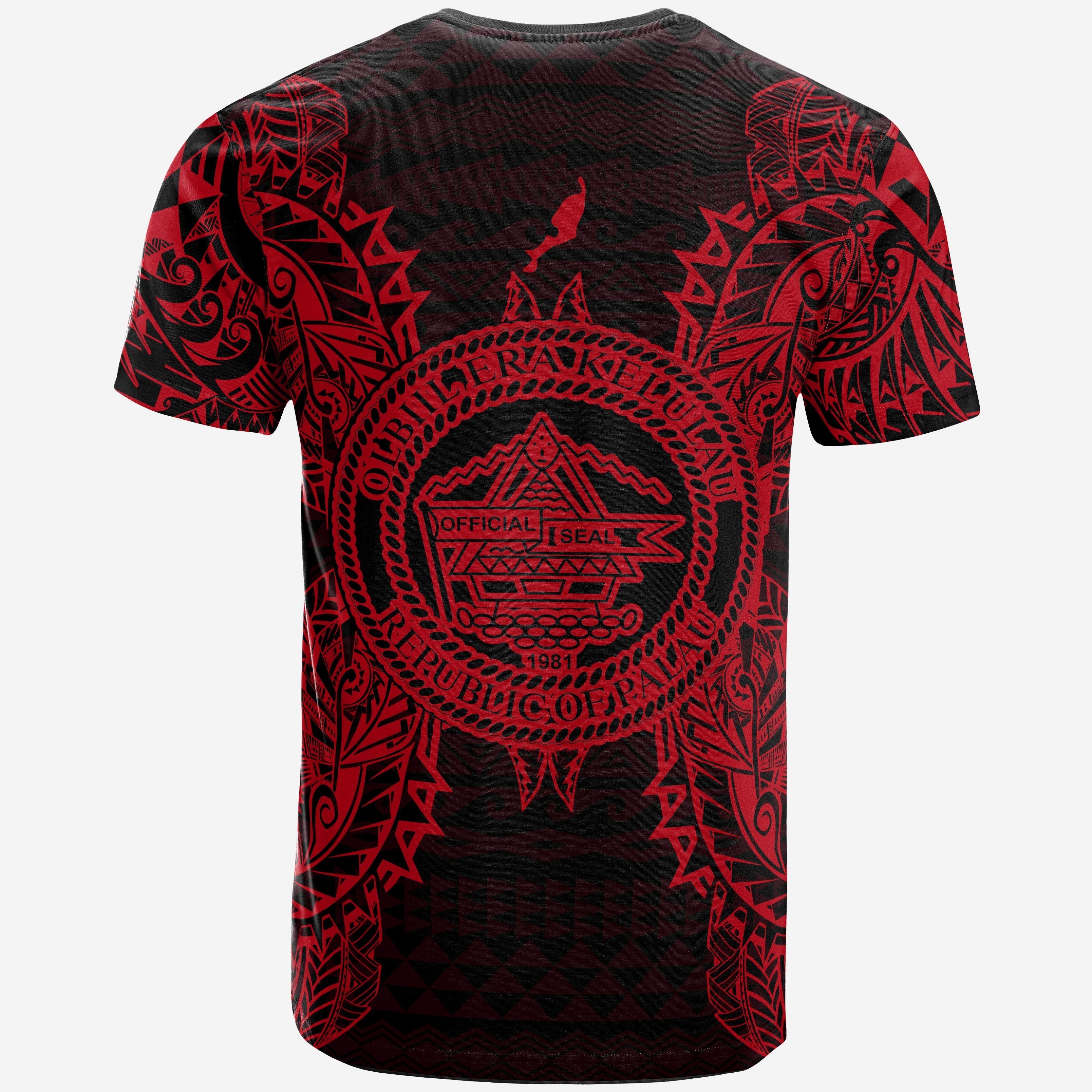 Vibe Hoodie Palau All T shirt - Palau Seal Map Polynesian Tattoo Red - Vibe Hoodie Shop