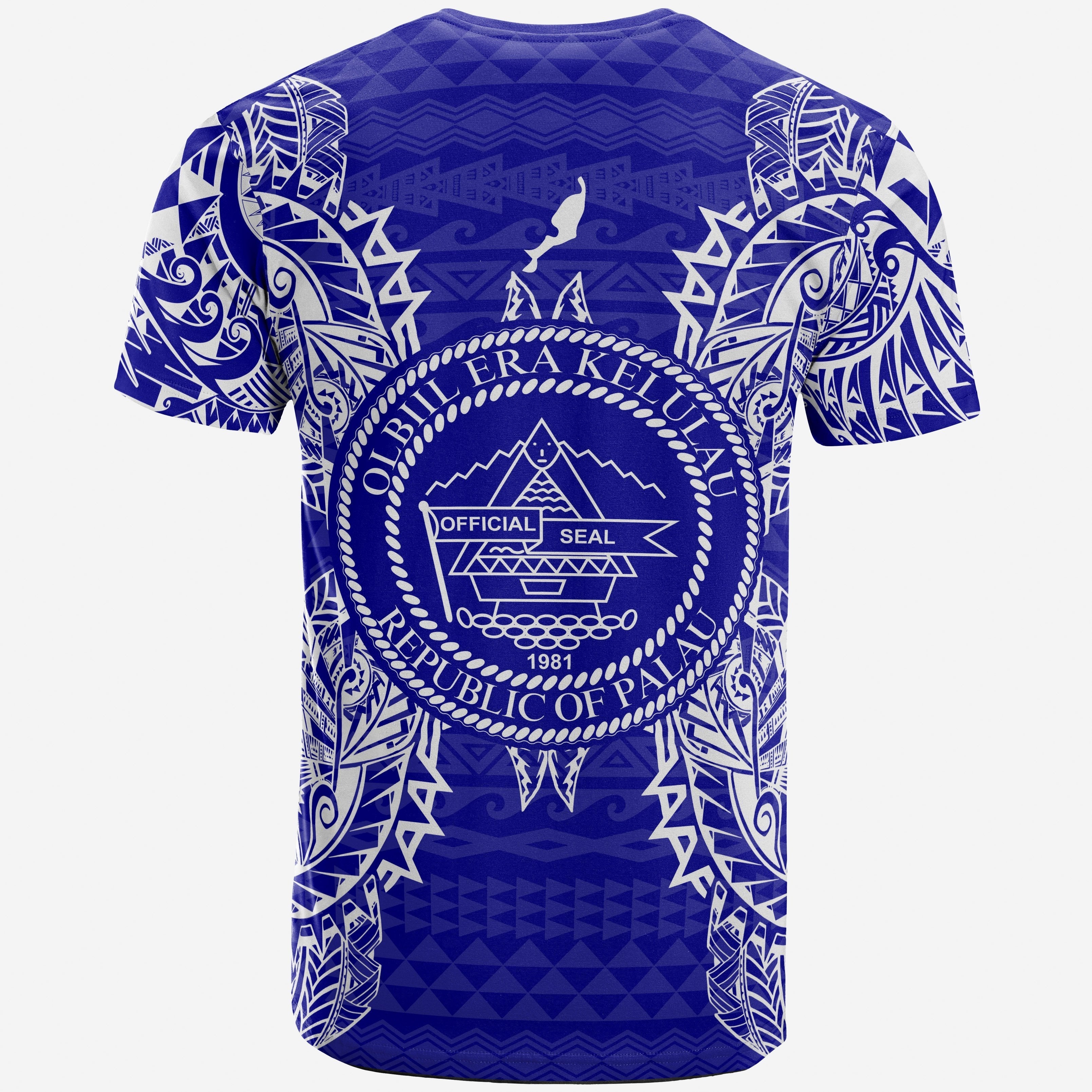 Vibe Hoodie Palau All T shirt - Palau Seal Map Polynesian Tattoo Blue - Vibe Hoodie Shop
