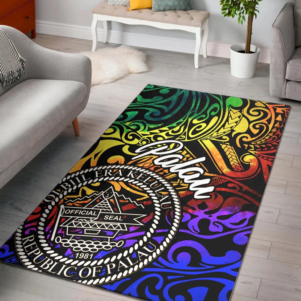 Palau Area Rug - Rainbow Polynesian Pattern - Vibe Hoodie Shop