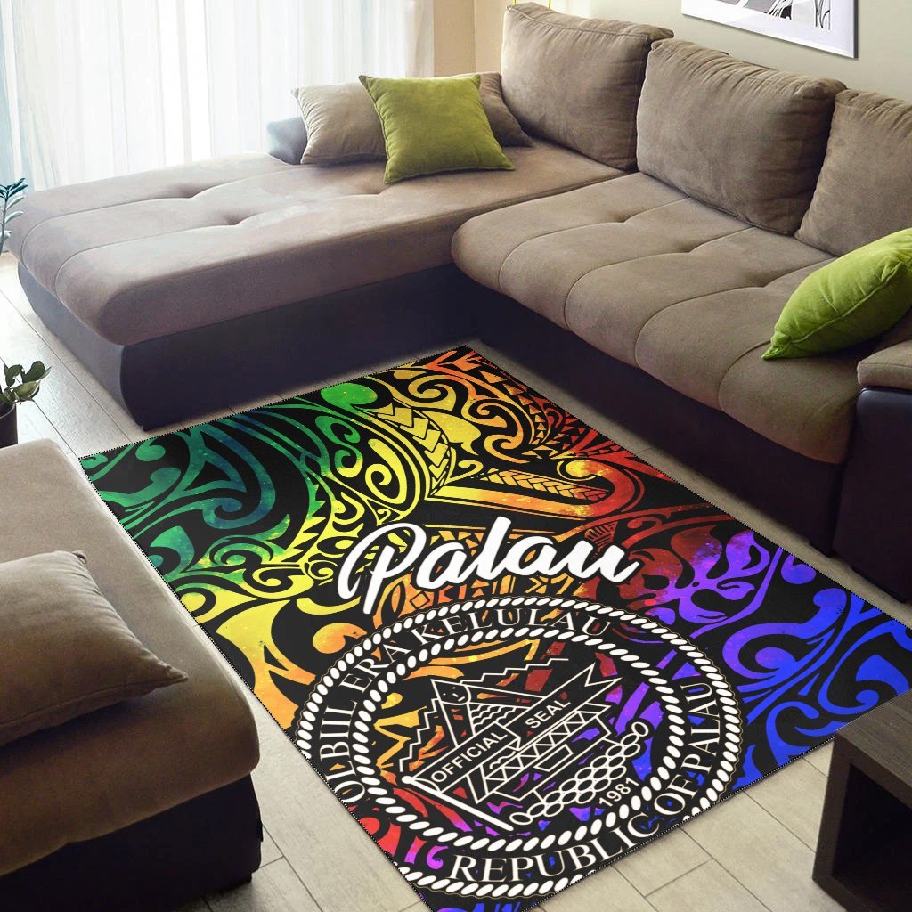 Palau Area Rug - Rainbow Polynesian Pattern - Vibe Hoodie Shop