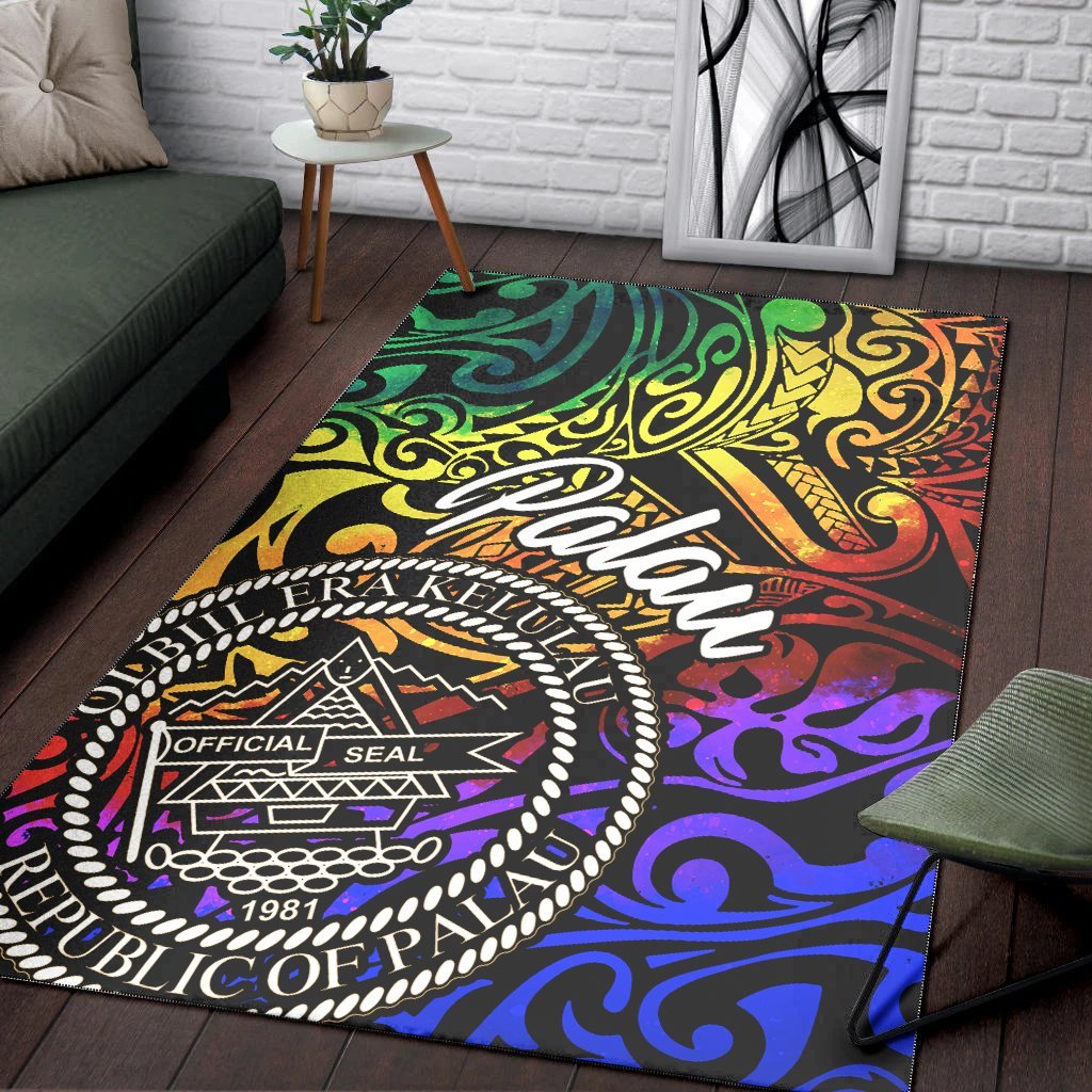 Palau Area Rug - Rainbow Polynesian Pattern - Vibe Hoodie Shop