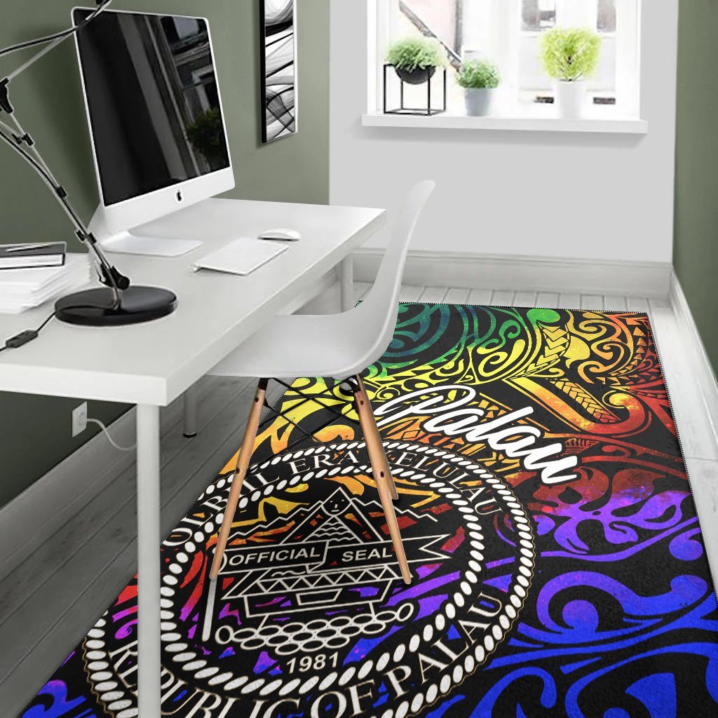 Palau Area Rug - Rainbow Polynesian Pattern - Vibe Hoodie Shop