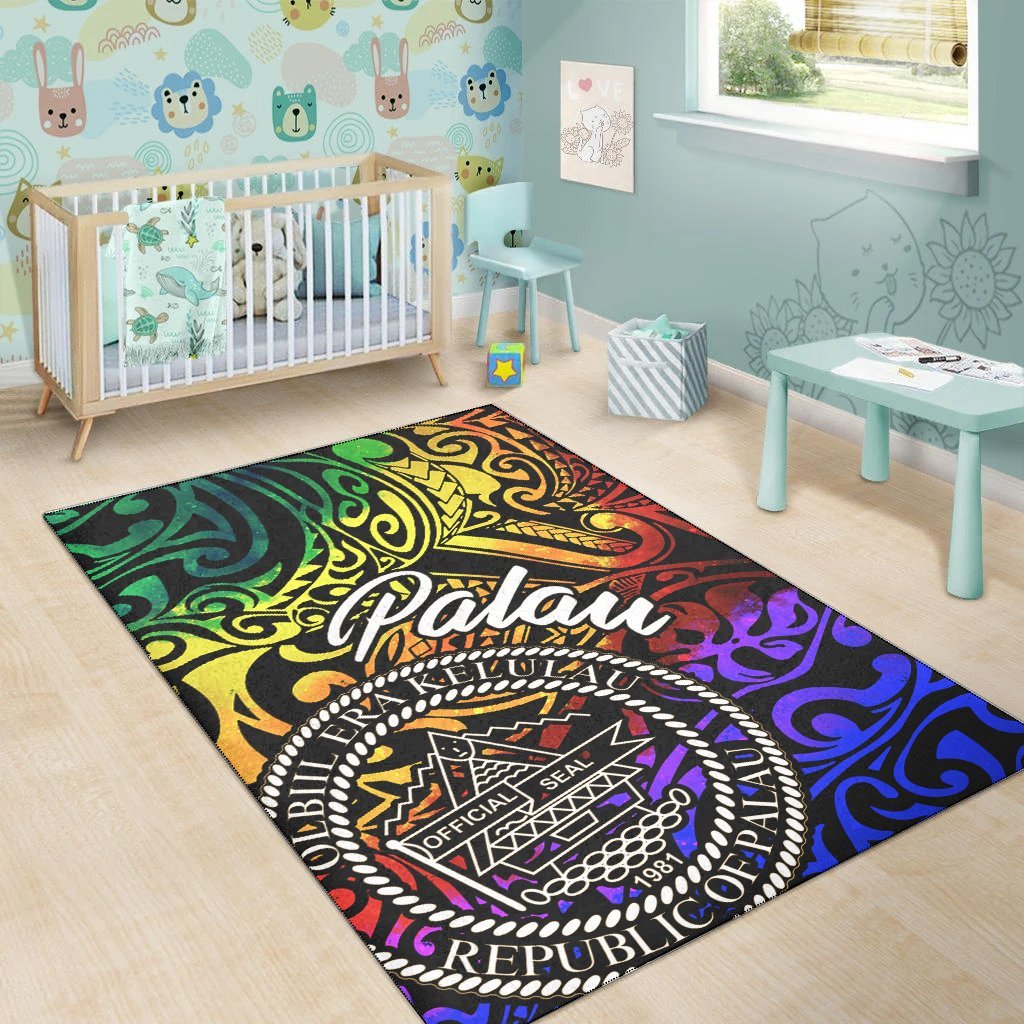 Palau Area Rug - Rainbow Polynesian Pattern - Vibe Hoodie Shop