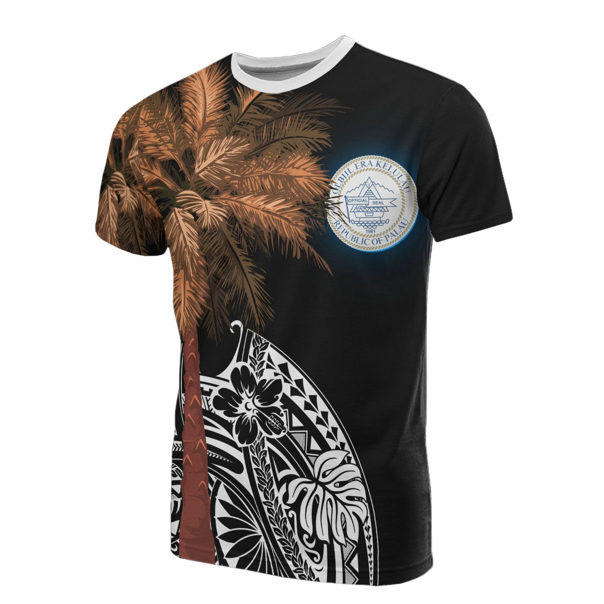 Vibe Hoodie Palau All T shirt - Polynesian Palm Tree Black - Vibe Hoodie Shop