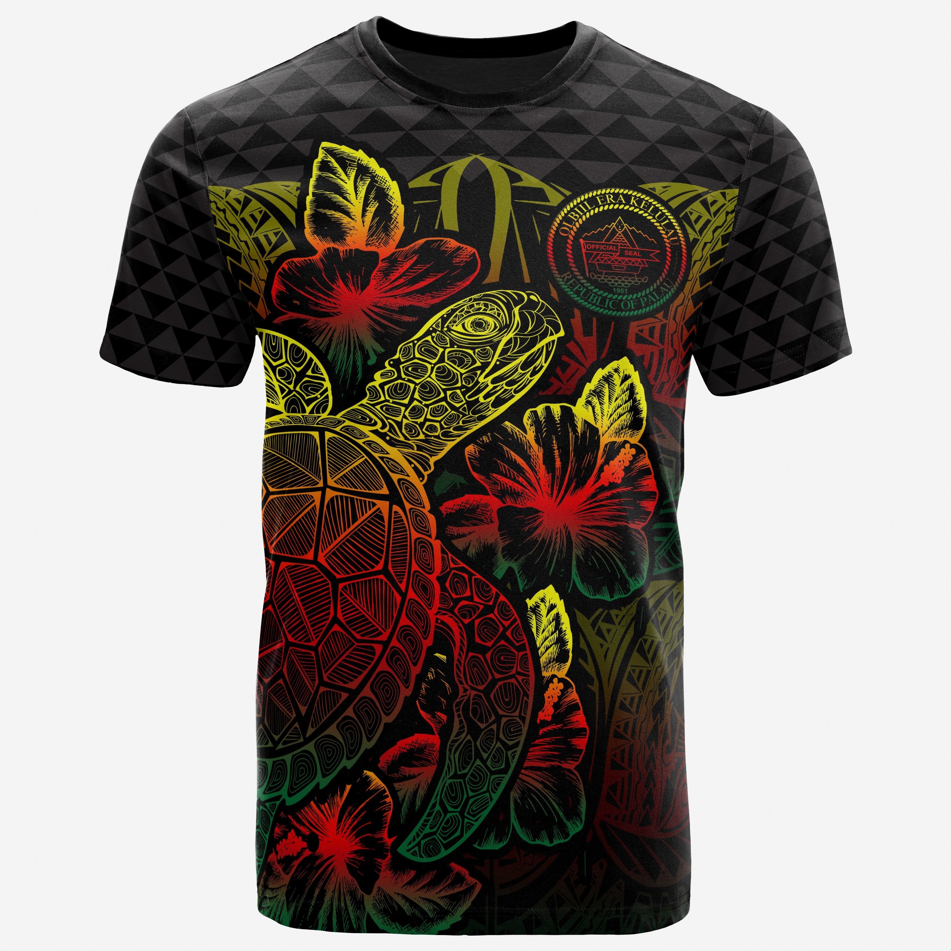 Vibe Hoodie Palau T shirt - Palau Seal Turtle Hibiscus Reggae - Vibe Hoodie Shop