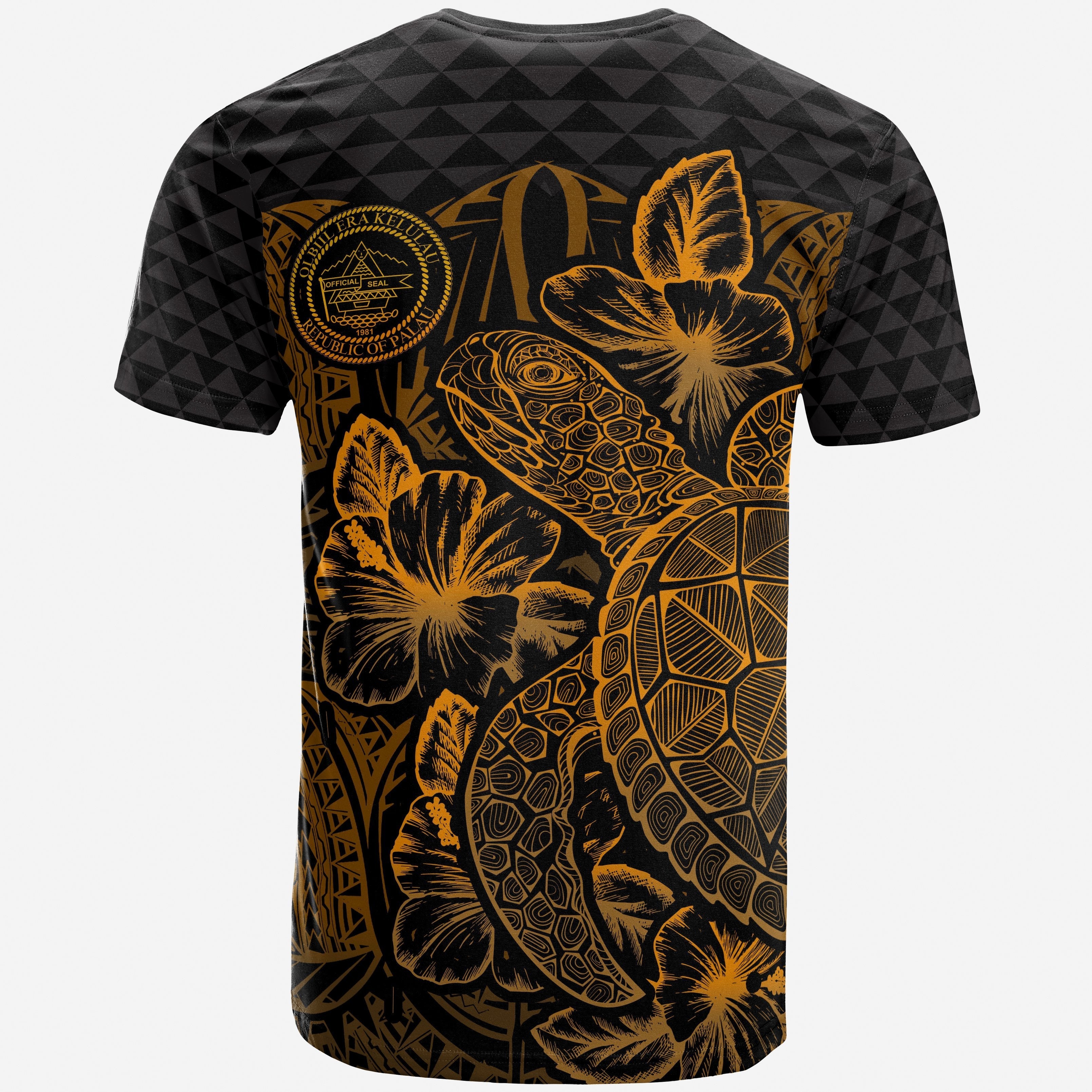 Vibe Hoodie Palau T shirt - Palau Seal Turtle Hibiscus Gold - Vibe Hoodie Shop