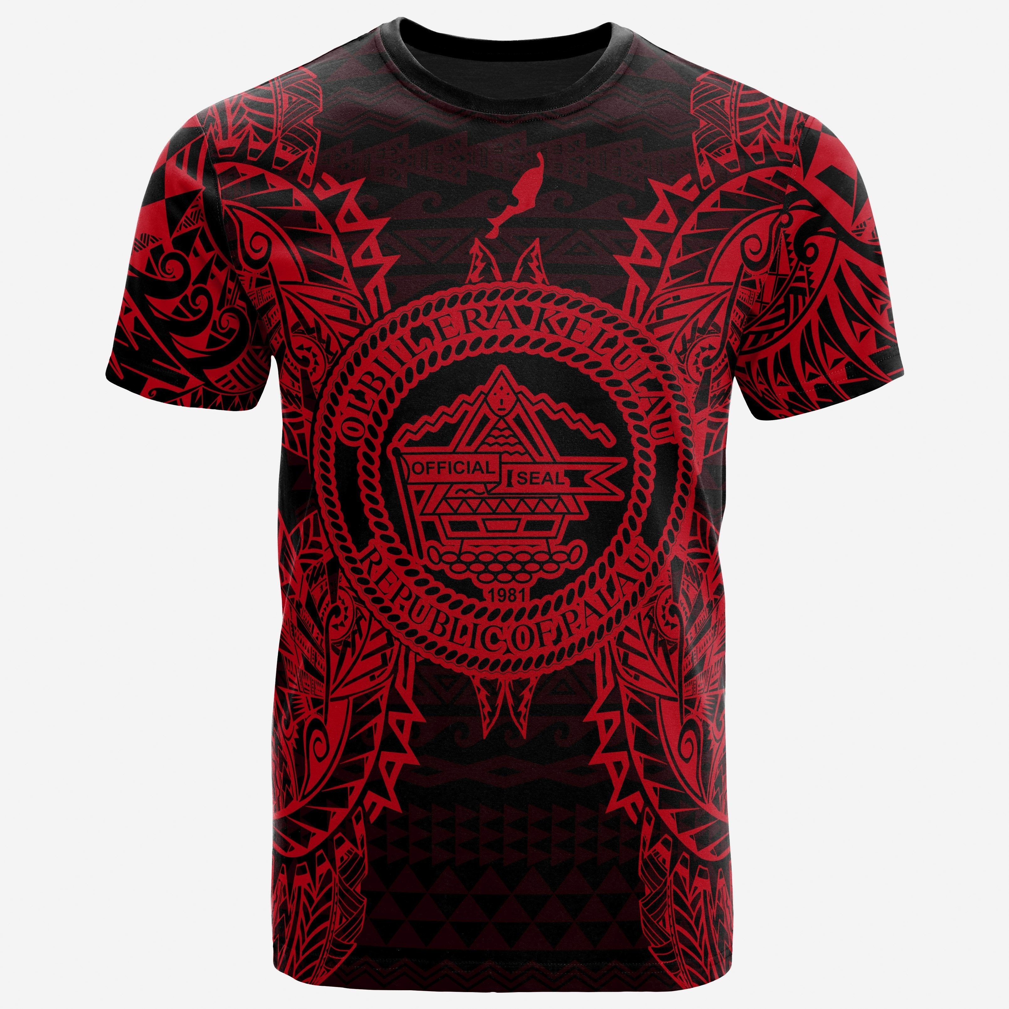 Vibe Hoodie Palau All T shirt - Palau Seal Map Polynesian Tattoo Red - Vibe Hoodie Shop