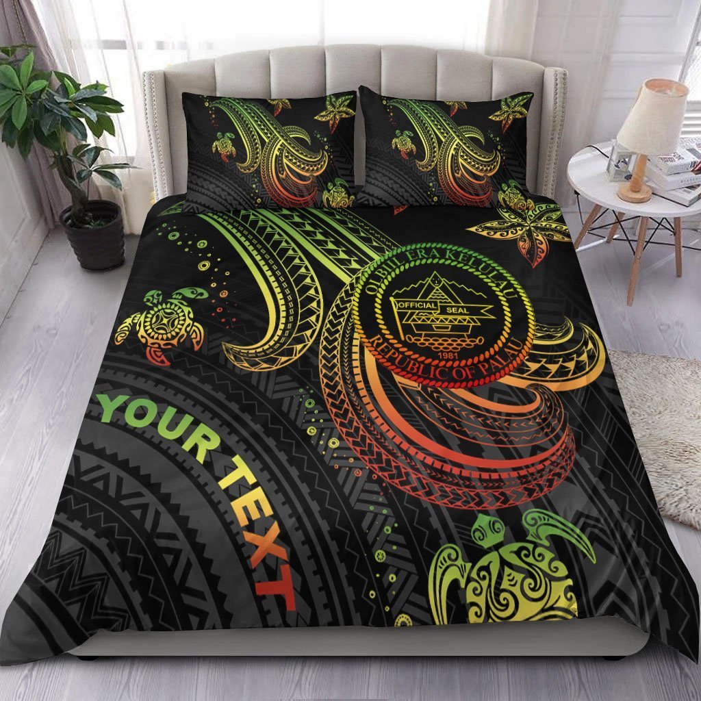 Palau Custom Personalised Bedding Set - Reggae Turtle - Vibe Hoodie Shop