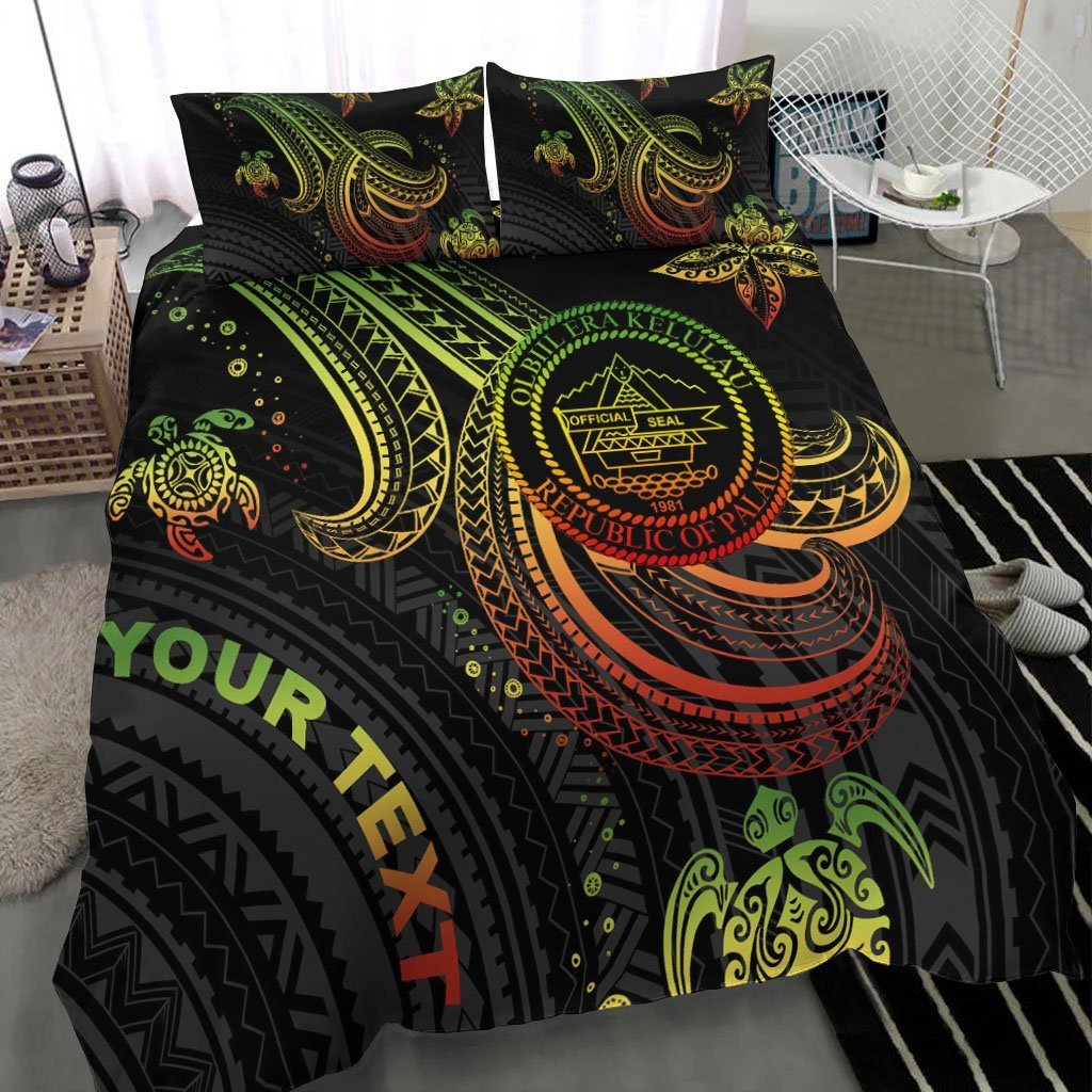 Palau Custom Personalised Bedding Set - Reggae Turtle - Vibe Hoodie Shop
