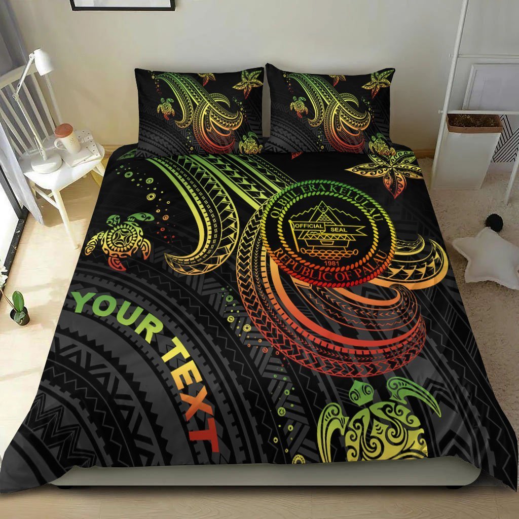 Palau Custom Personalised Bedding Set - Reggae Turtle - Vibe Hoodie Shop