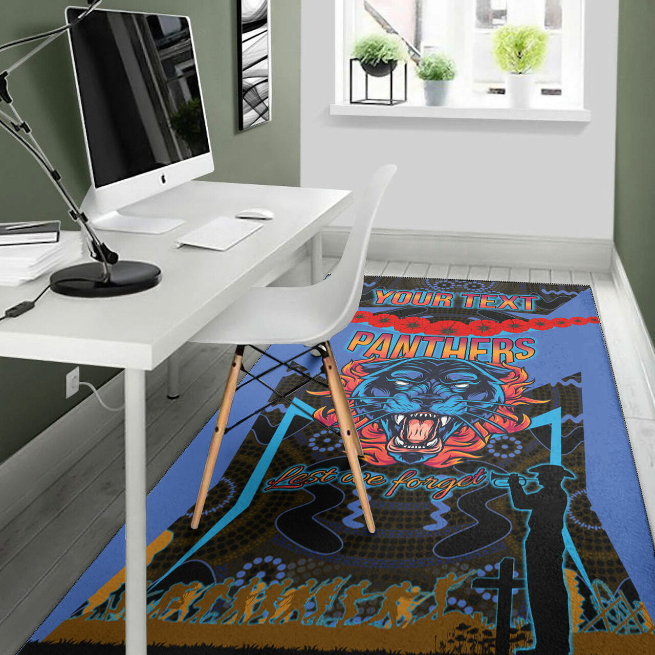 Panthers Rugby Area Rug - Custom ANZAC Angry Panther Style Area Rug LT10 - Vibe Hoodie Shop