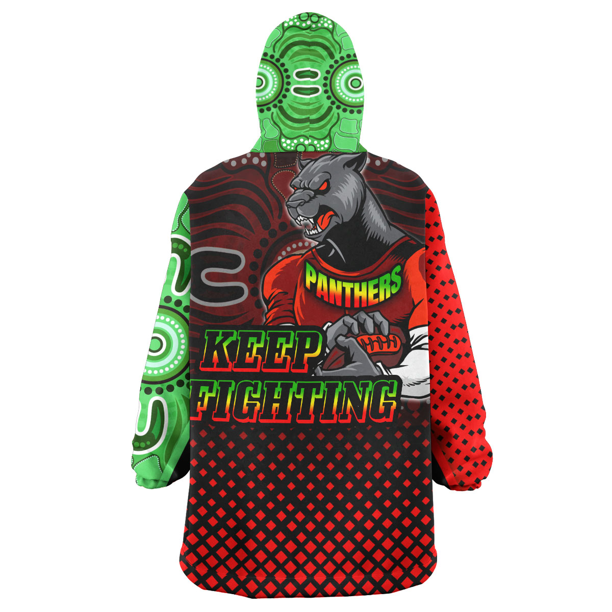 Panthers Rugby Snug Hoodie - Custom Panthers KEEP FIGHTING Aboriginal Patterns Wearable Blanket Hoodie - Vibe Hoodie Shop