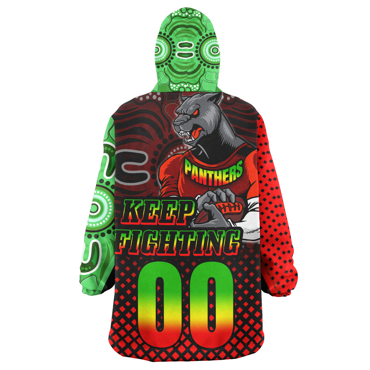 Panthers Rugby Snug Hoodie - Custom Panthers KEEP FIGHTING Aboriginal Patterns Wearable Blanket Hoodie - Vibe Hoodie Shop