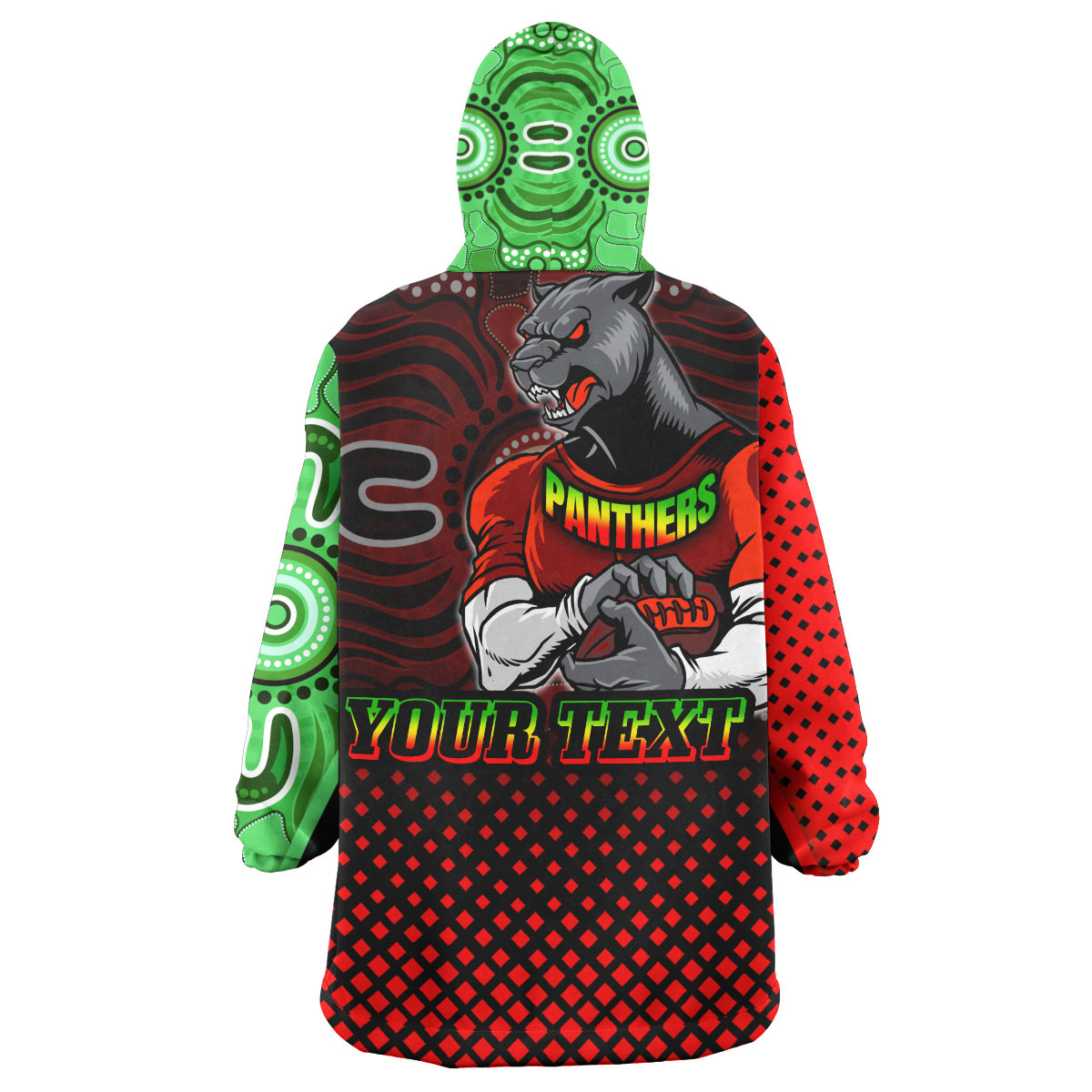 Panthers Rugby Snug Hoodie - Custom Panthers KEEP FIGHTING Aboriginal Patterns Wearable Blanket Hoodie - Vibe Hoodie Shop