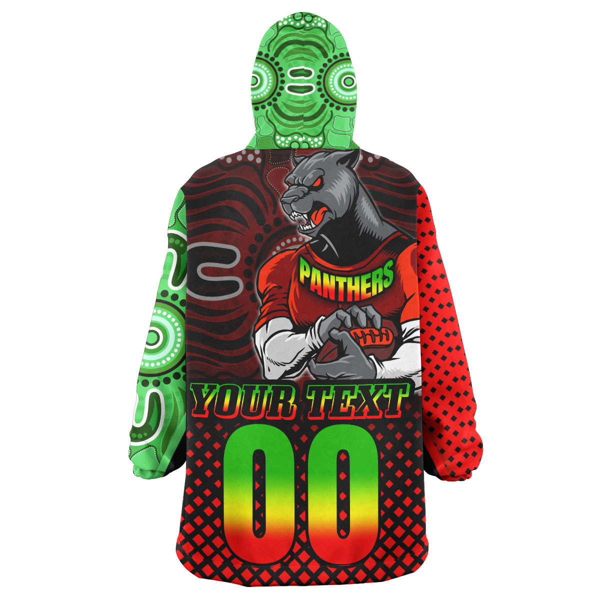 Panthers Rugby Snug Hoodie - Custom Panthers KEEP FIGHTING Aboriginal Patterns Wearable Blanket Hoodie - Vibe Hoodie Shop
