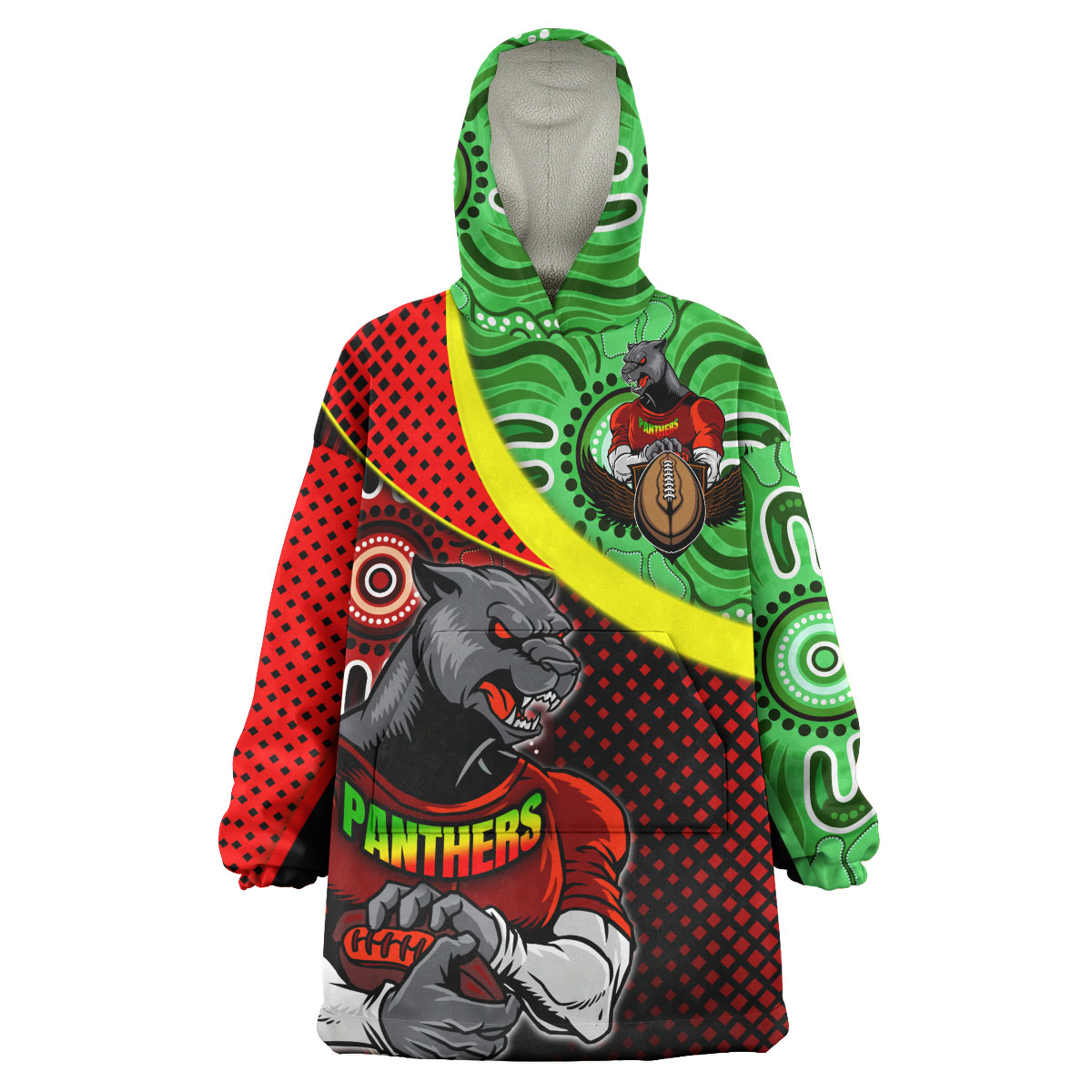 Panthers Rugby Snug Hoodie - Custom Panthers KEEP FIGHTING Aboriginal Patterns Wearable Blanket Hoodie - Vibe Hoodie Shop
