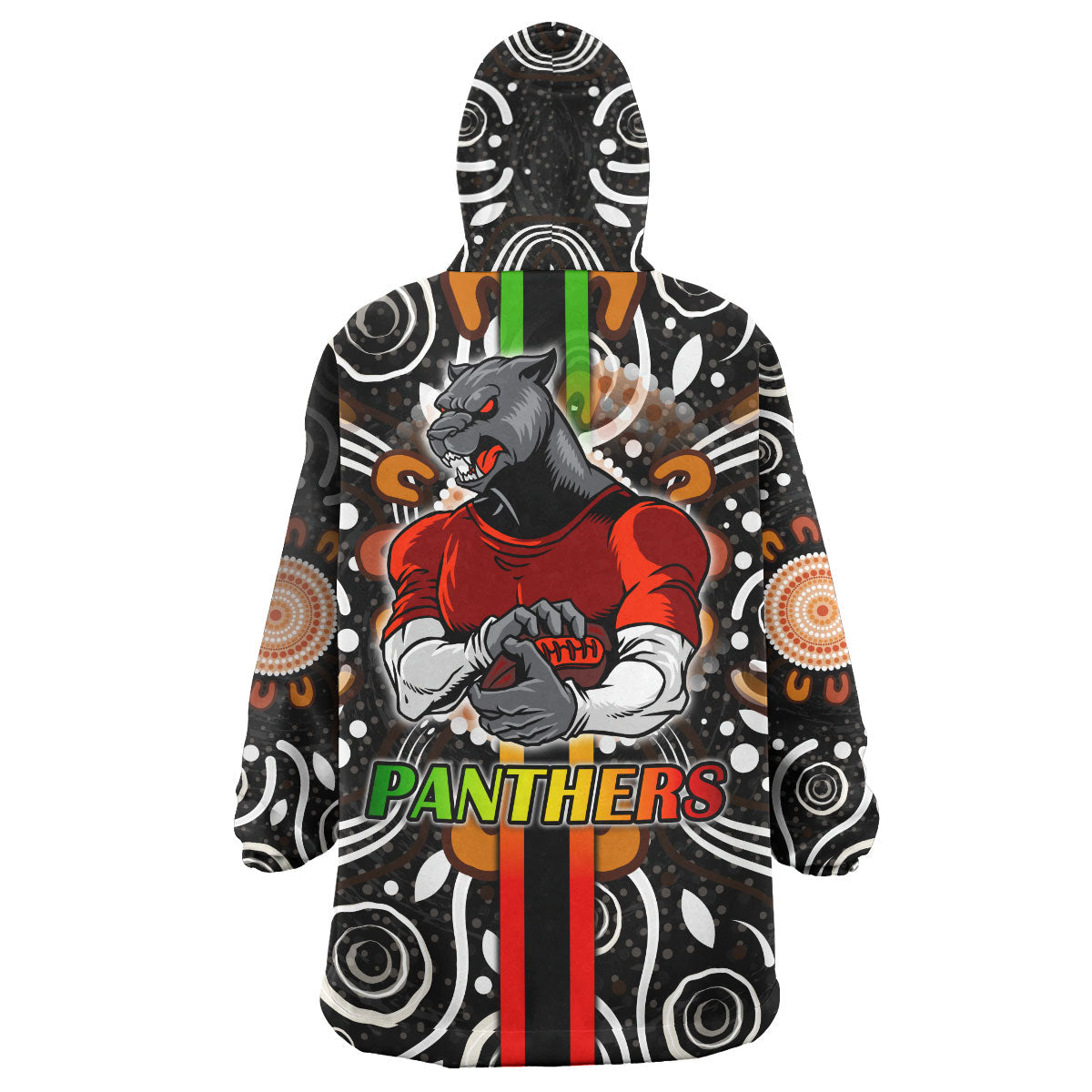 Panthers Rugby Snug Hoodie - Custom Panthers Rugby Ball Aboriginal Indigenous Sport Style Wearable Blanket Hoodie - Vibe Hoodie Shop
