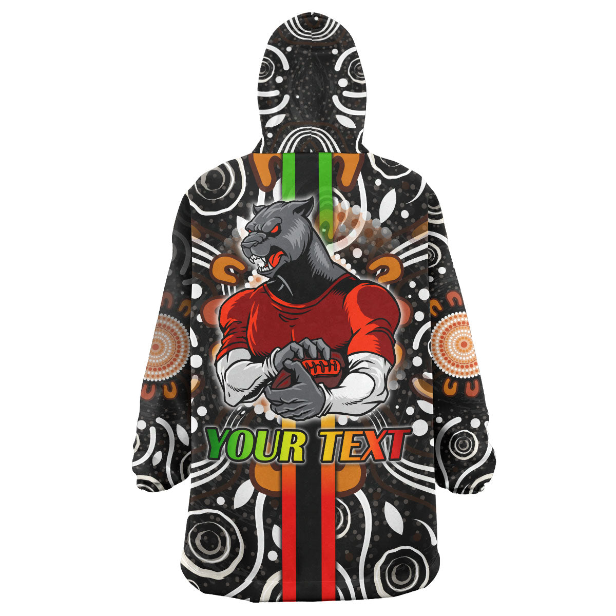 Panthers Rugby Snug Hoodie - Custom Panthers Rugby Ball Aboriginal Indigenous Sport Style Wearable Blanket Hoodie - Vibe Hoodie Shop