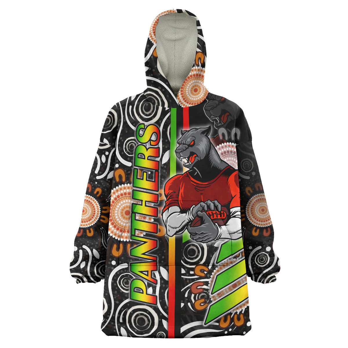 Panthers Rugby Snug Hoodie - Custom Panthers Rugby Ball Aboriginal Indigenous Sport Style Wearable Blanket Hoodie - Vibe Hoodie Shop