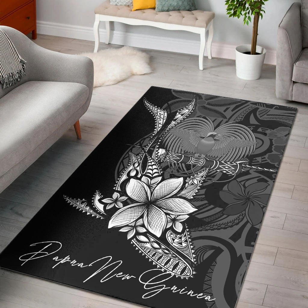 Papua New Guinea Area Rug - Fish With Plumeria Flowers Style - Vibe Hoodie Shop