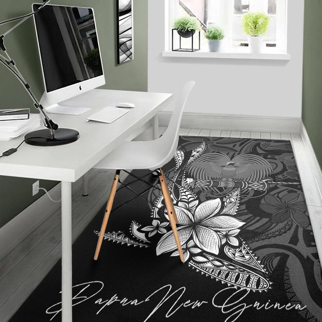Papua New Guinea Area Rug - Fish With Plumeria Flowers Style - Vibe Hoodie Shop