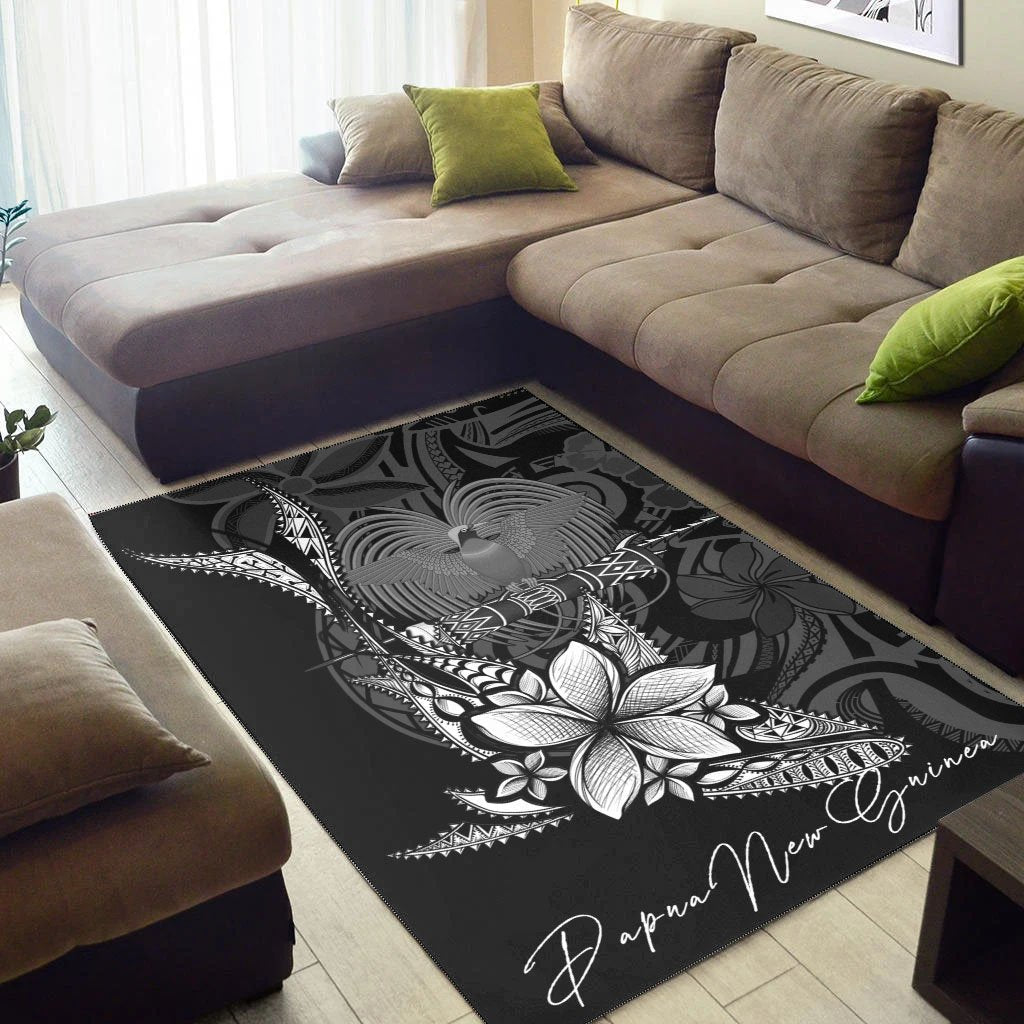 Papua New Guinea Area Rug - Fish With Plumeria Flowers Style - Vibe Hoodie Shop