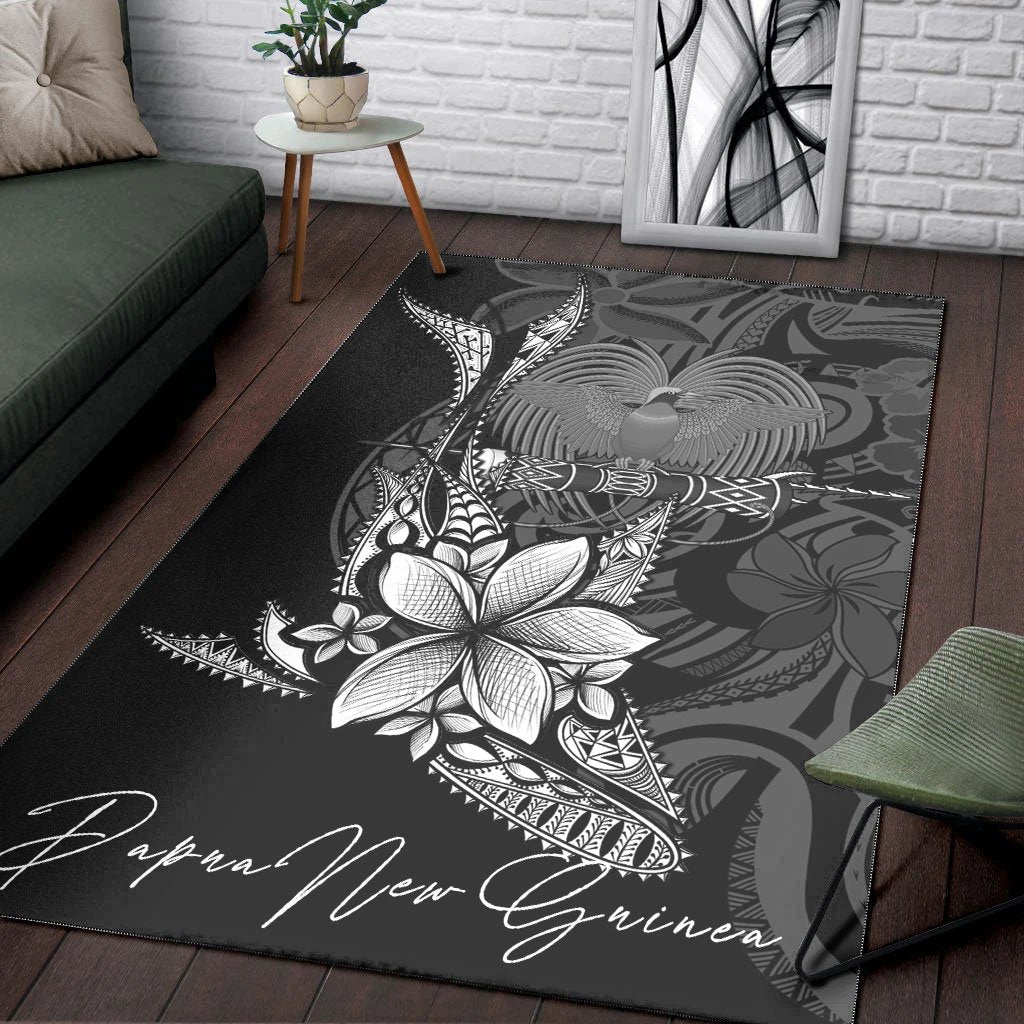 Papua New Guinea Area Rug - Fish With Plumeria Flowers Style - Vibe Hoodie Shop