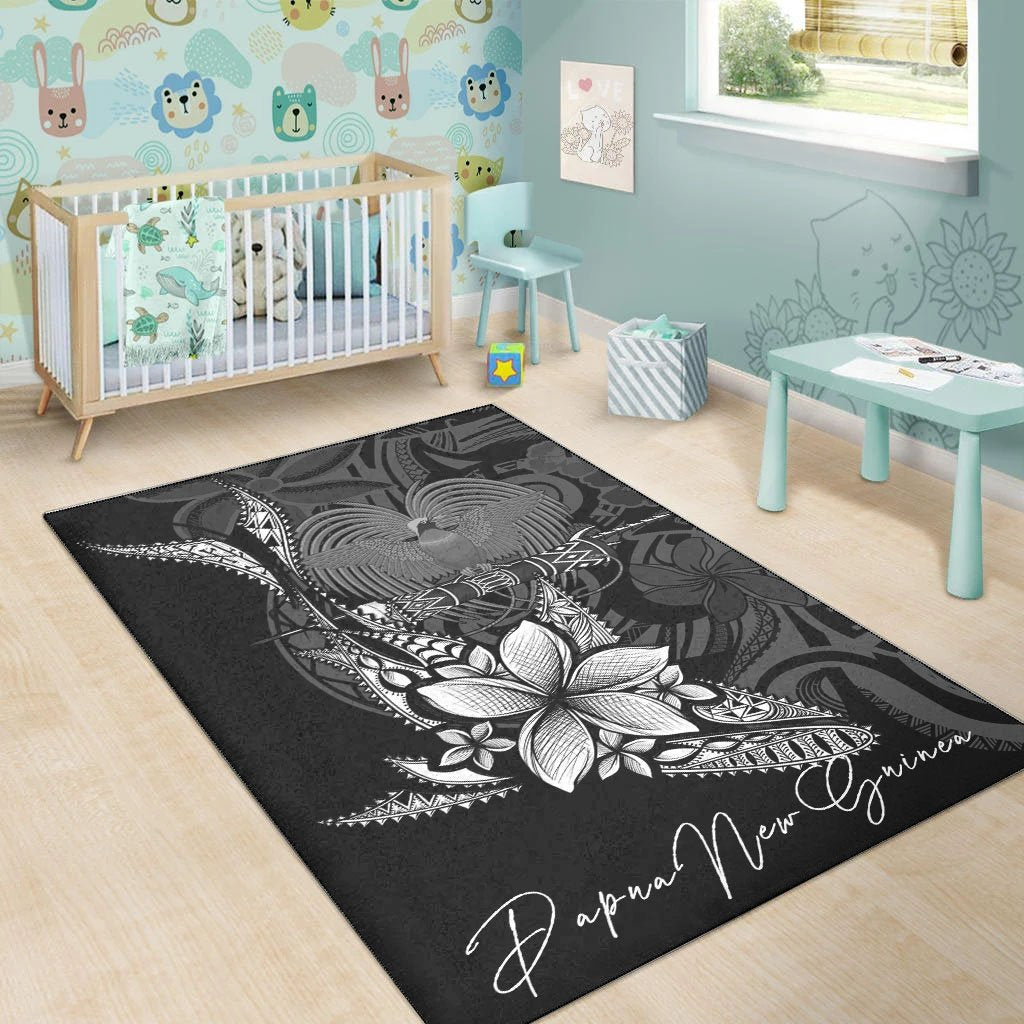 Papua New Guinea Area Rug - Fish With Plumeria Flowers Style - Vibe Hoodie Shop