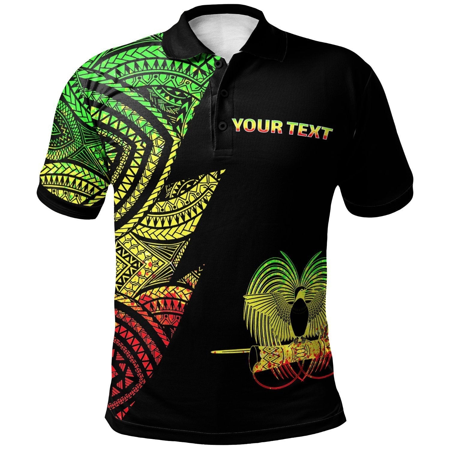 Papua New Guinea Custom Personalized Polo Shirt - Flash Style Reggae - Vibe Hoodie Shop