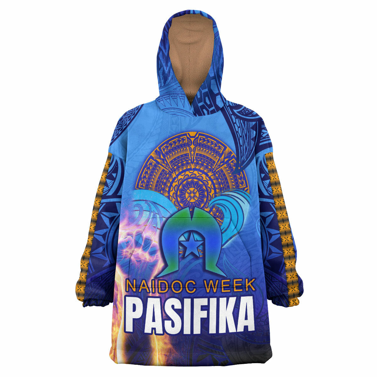 Pasifika Rugby Snug Hoodie - Custom Naidoc Week Pasifika Polynesian Waves Wearable Blanket Hoodie RLT14 - Vibe Hoodie Shop