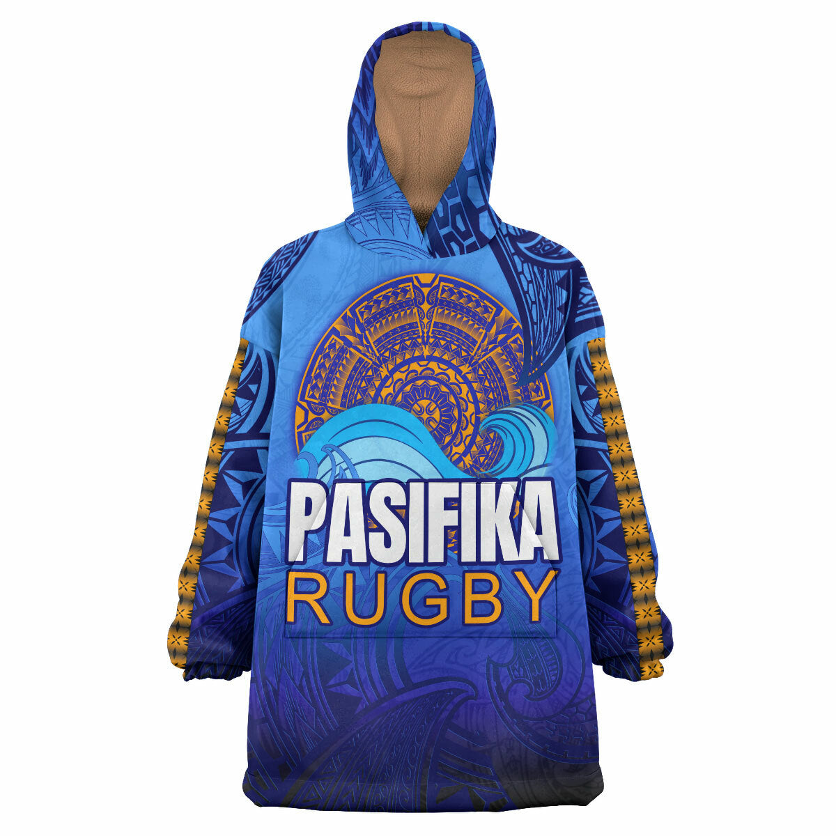 Pasifika Rugby Snug Hoodie - Custom Pasifika Polynesian Waves Wearable Blanket Hoodie RLT14 - Vibe Hoodie Shop