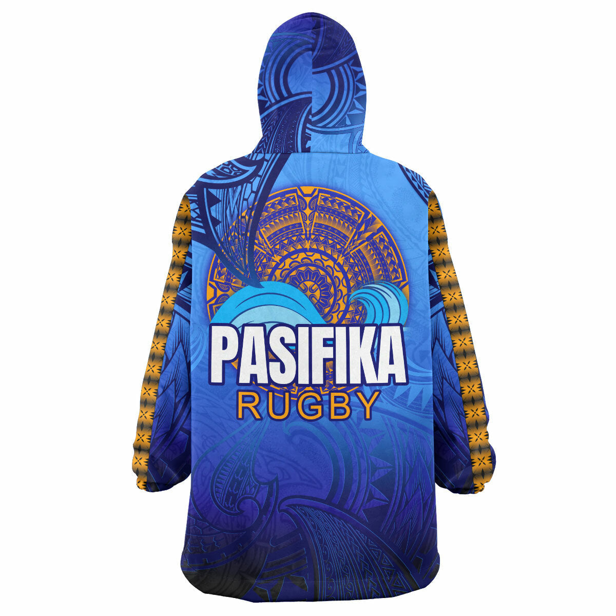 Pasifika Rugby Snug Hoodie - Custom Pasifika Polynesian Waves Wearable Blanket Hoodie RLT14 - Vibe Hoodie Shop