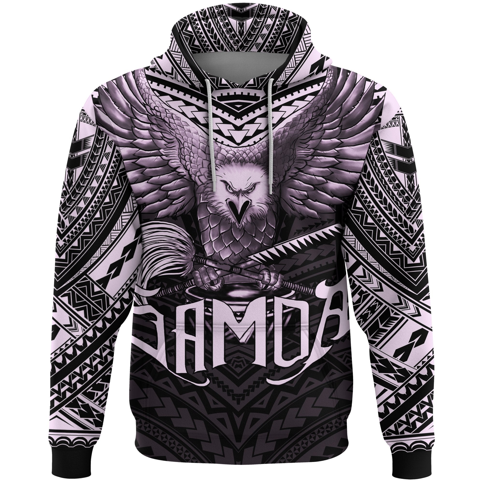 American Samoa Hoodie Eagle Tattoo Style Pastel Pink - Vibe Hoodie Shop