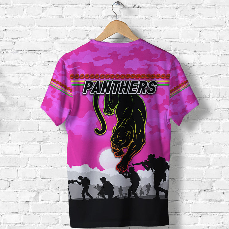 Penrith Panthers ANZAC 2022 T shirt Simple Style - Pink - Vibe Hoodie Shop