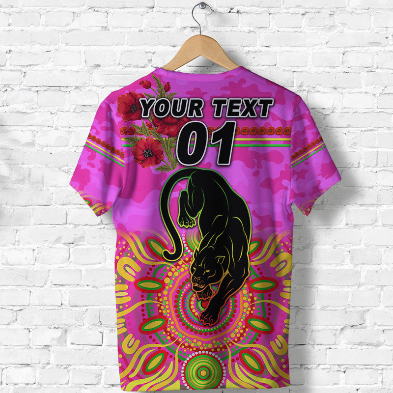 (Custom Personalised) Penrith Panthers ANZAC 2022 T shirt Indigenous Vibes - Pink - Vibe Hoodie Shop