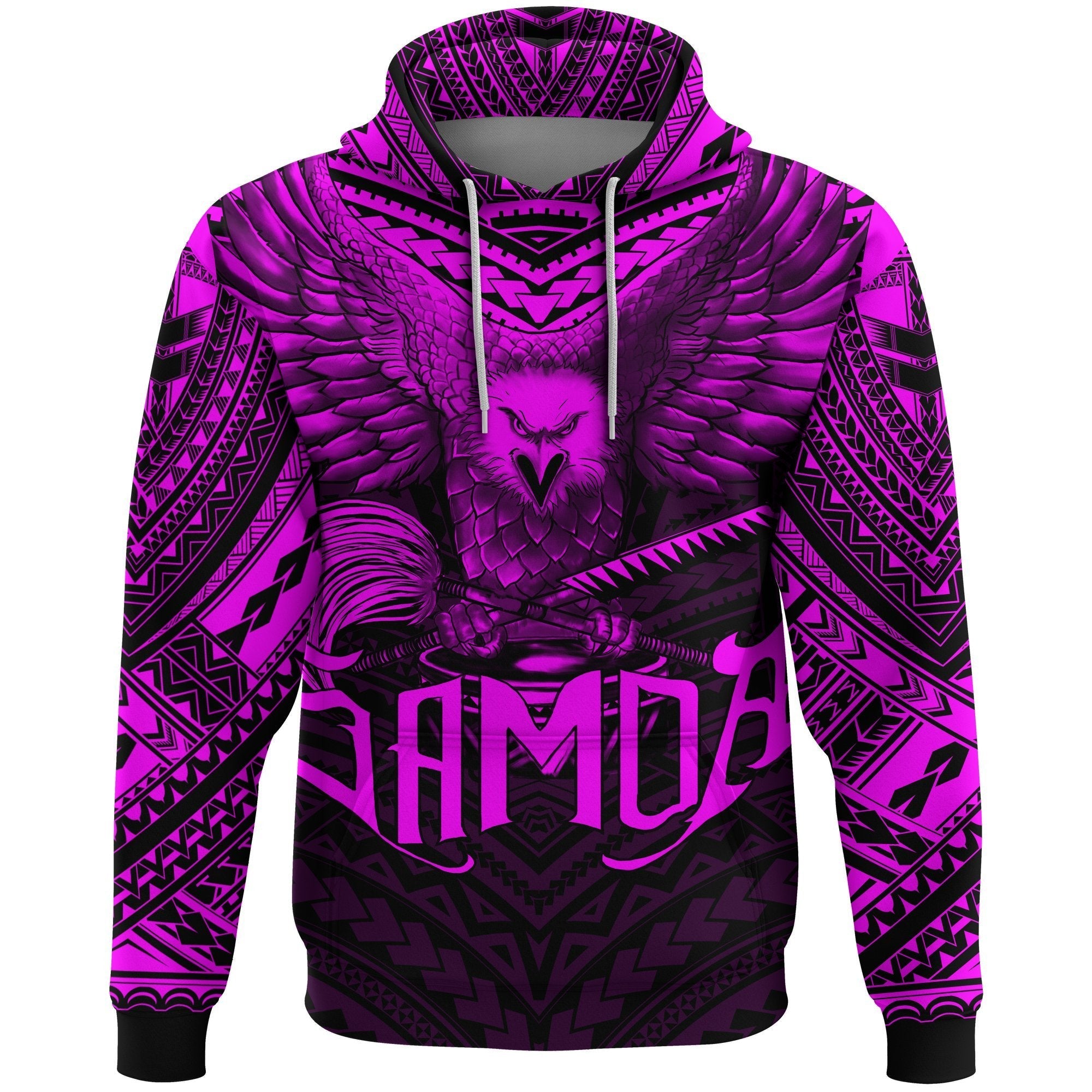 American Samoa Hoodie Eagle Tattoo Style Pink - Vibe Hoodie Shop