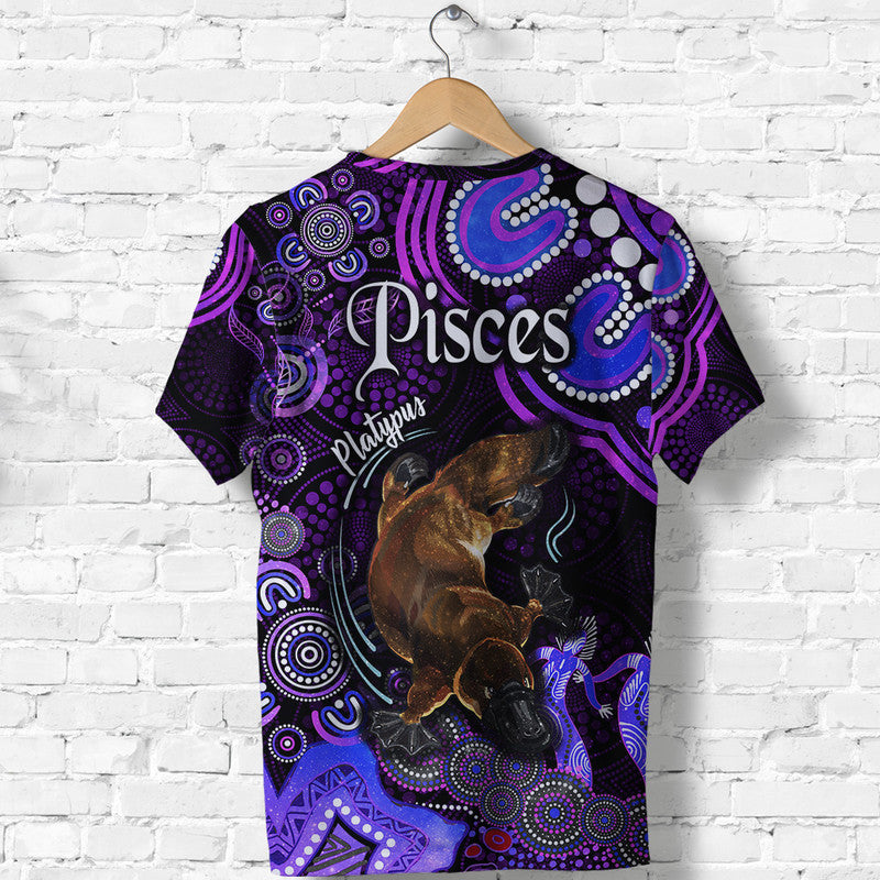 Australian Astrology T Shirt Pisces Platypus Zodiac Aboriginal Vibes - Purple - Vibe Hoodie Shop