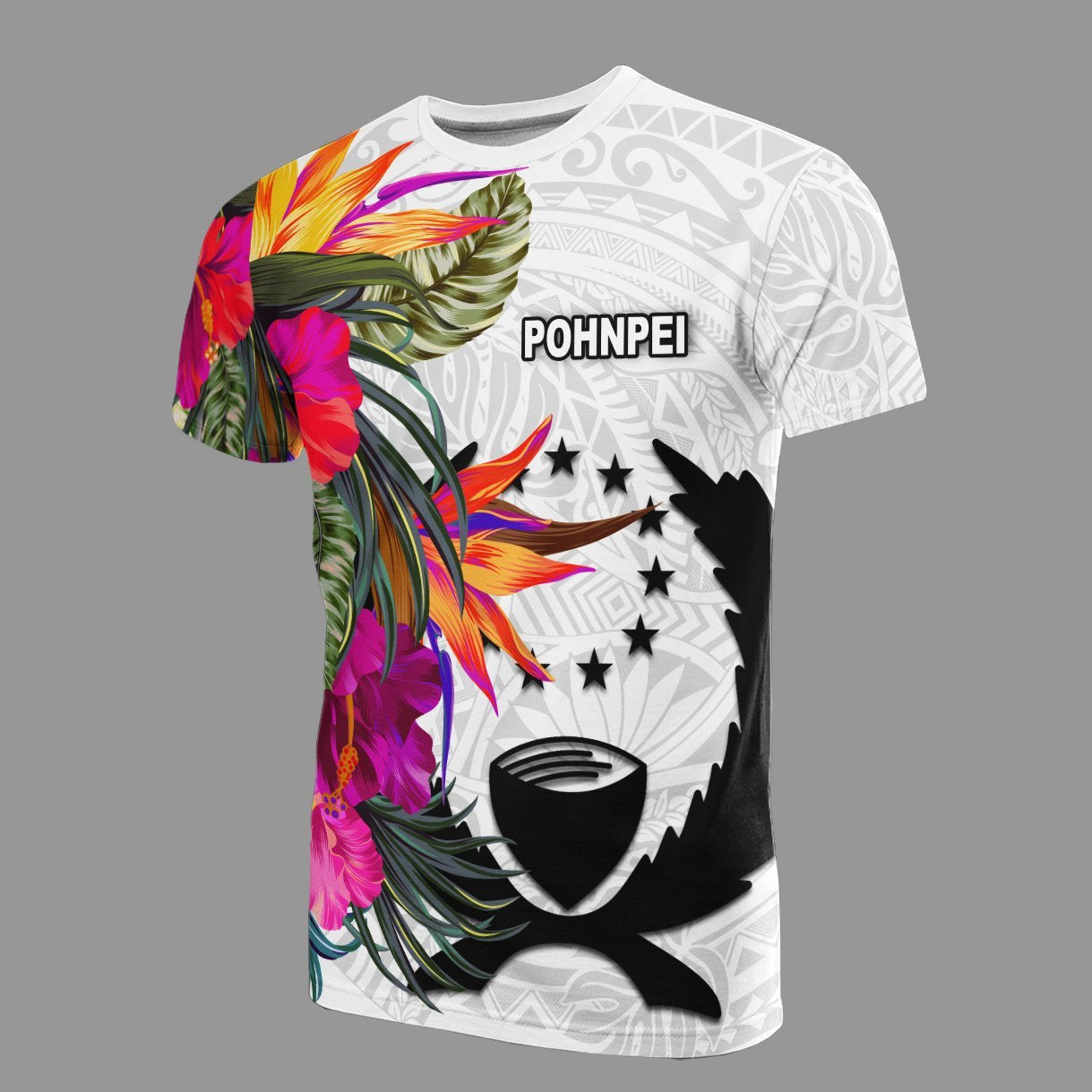 Vibe Hoodie Pohnpei Micronesian T shirt - Hibiscus White Pattern - Vibe Hoodie Shop