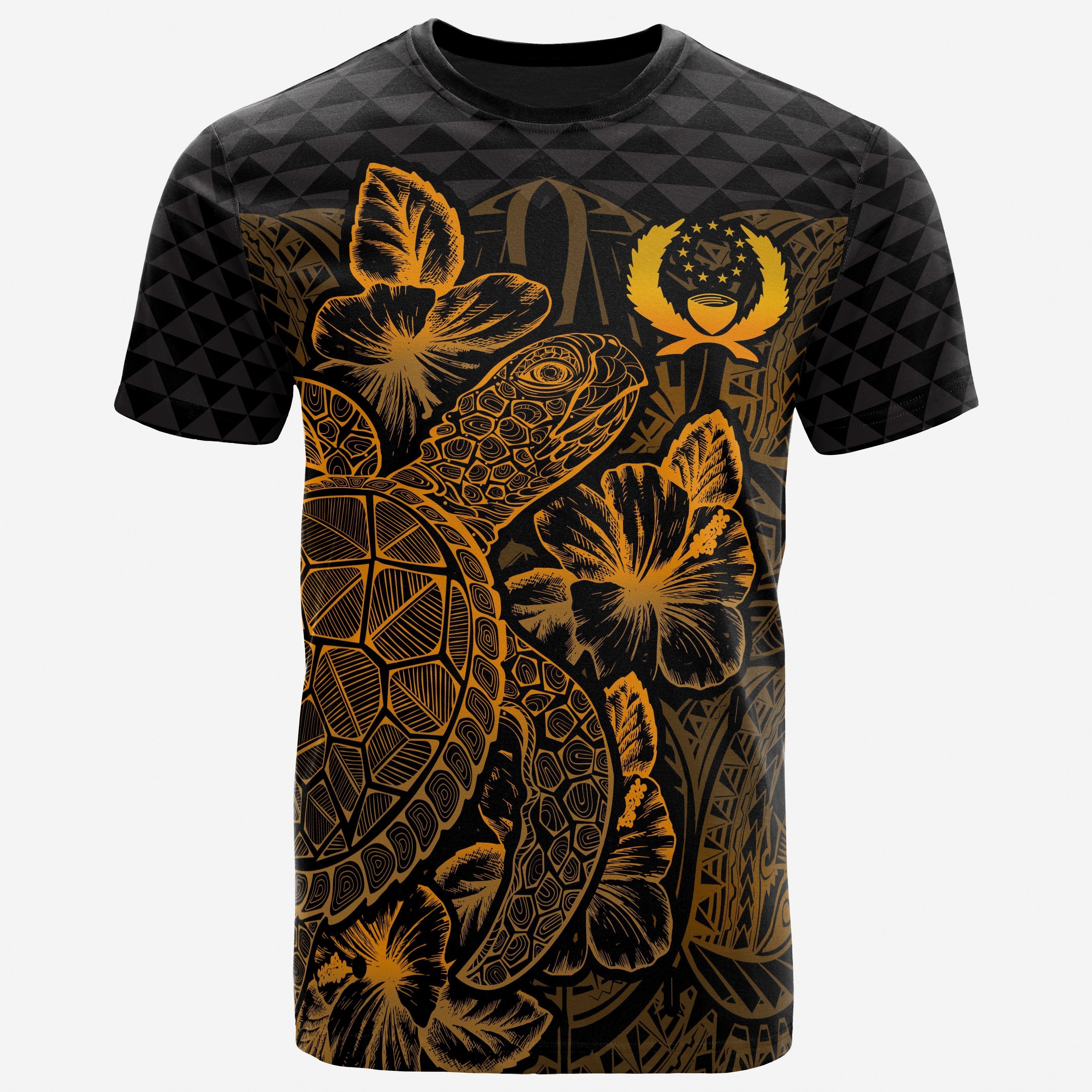 Vibe Hoodie Pohnpei T shirt - Pohnpei FLag Turtle Hibiscus Gold - Vibe Hoodie Shop
