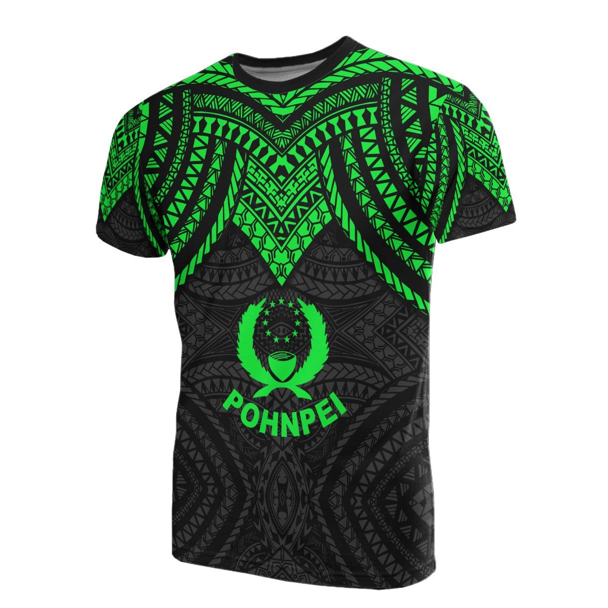 Vibe Hoodie Pohnpei T shirt - Micronesian Pattern Green Armor Style - Vibe Hoodie Shop