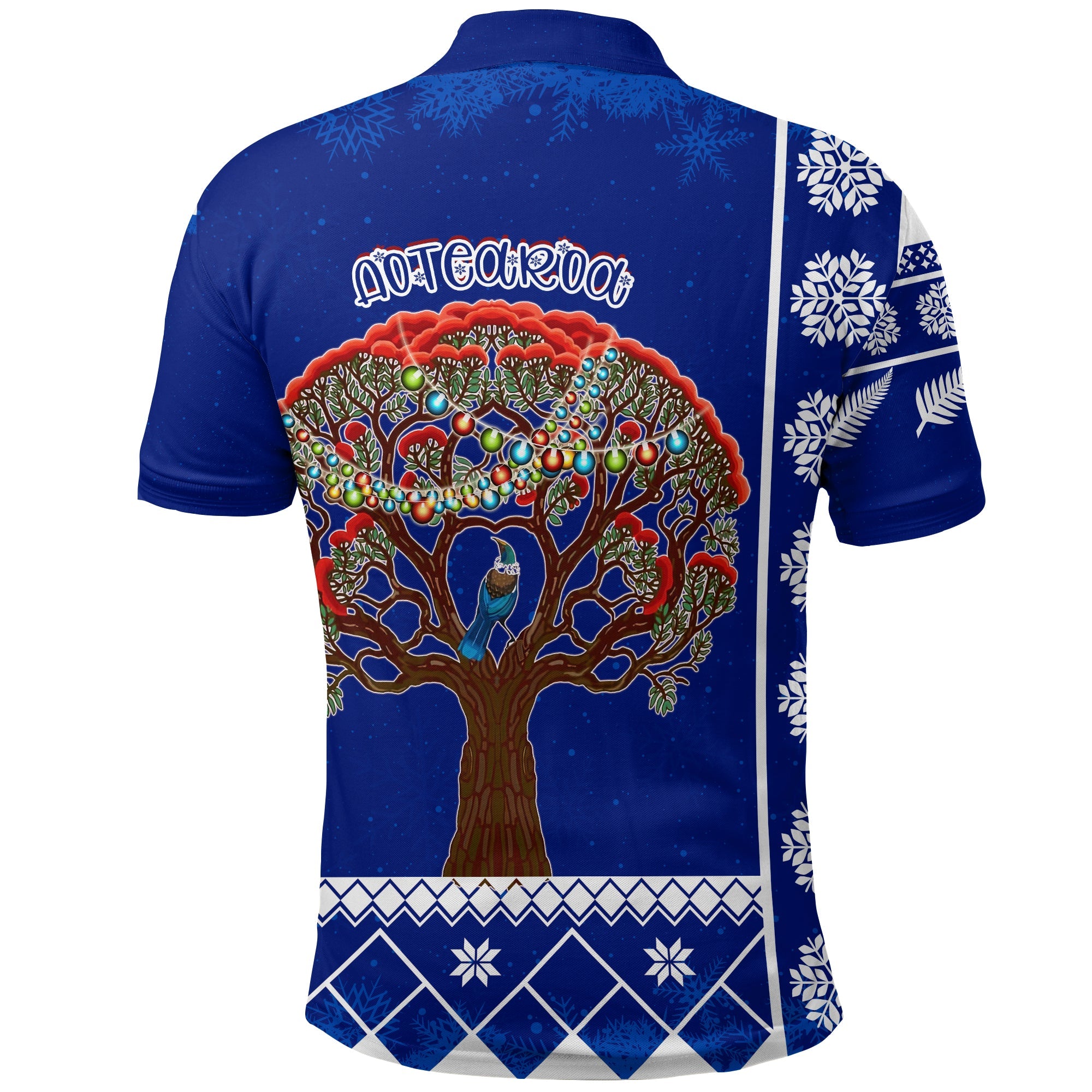 Aotearoa Kirihimete Phutukawa And Silver Fern Polo Shirt - Vibe Hoodie Shop