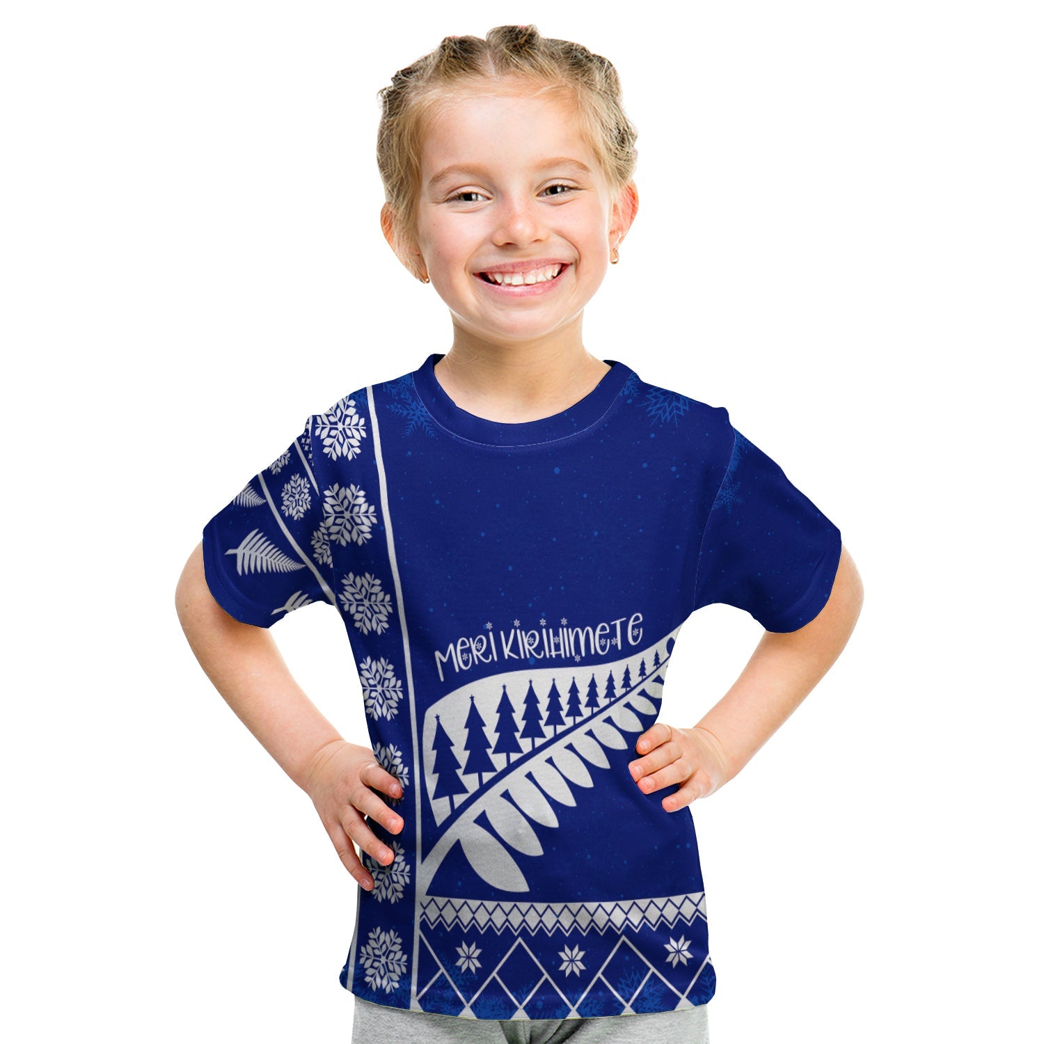 Aotearoa Kirihimete Phutukawa And Silver Fern KID T shirt - Vibe Hoodie Shop