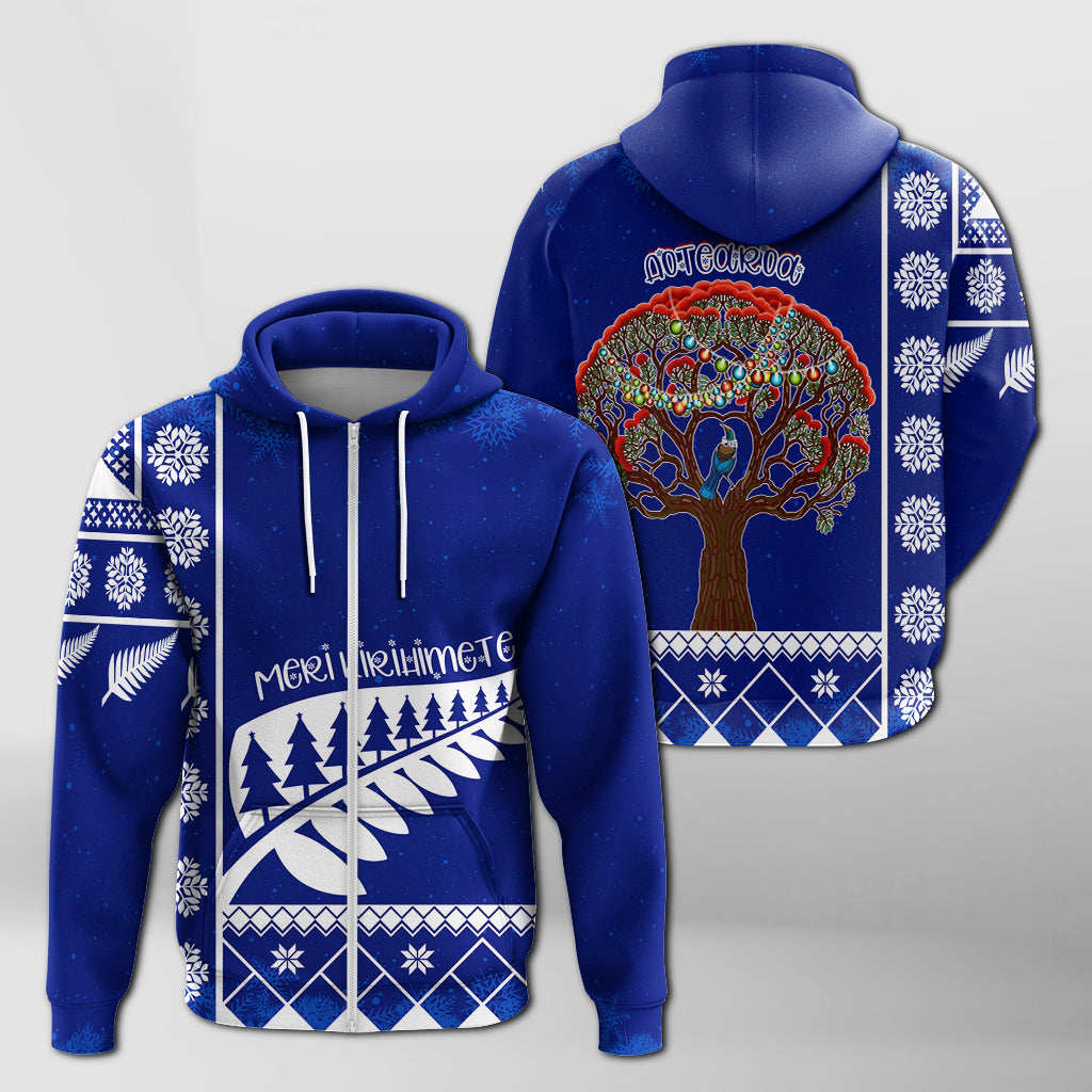 Aotearoa Kirihimete Phutukawa And Silver Fern Zip Hoodie LT7 - Vibe Hoodie Shop