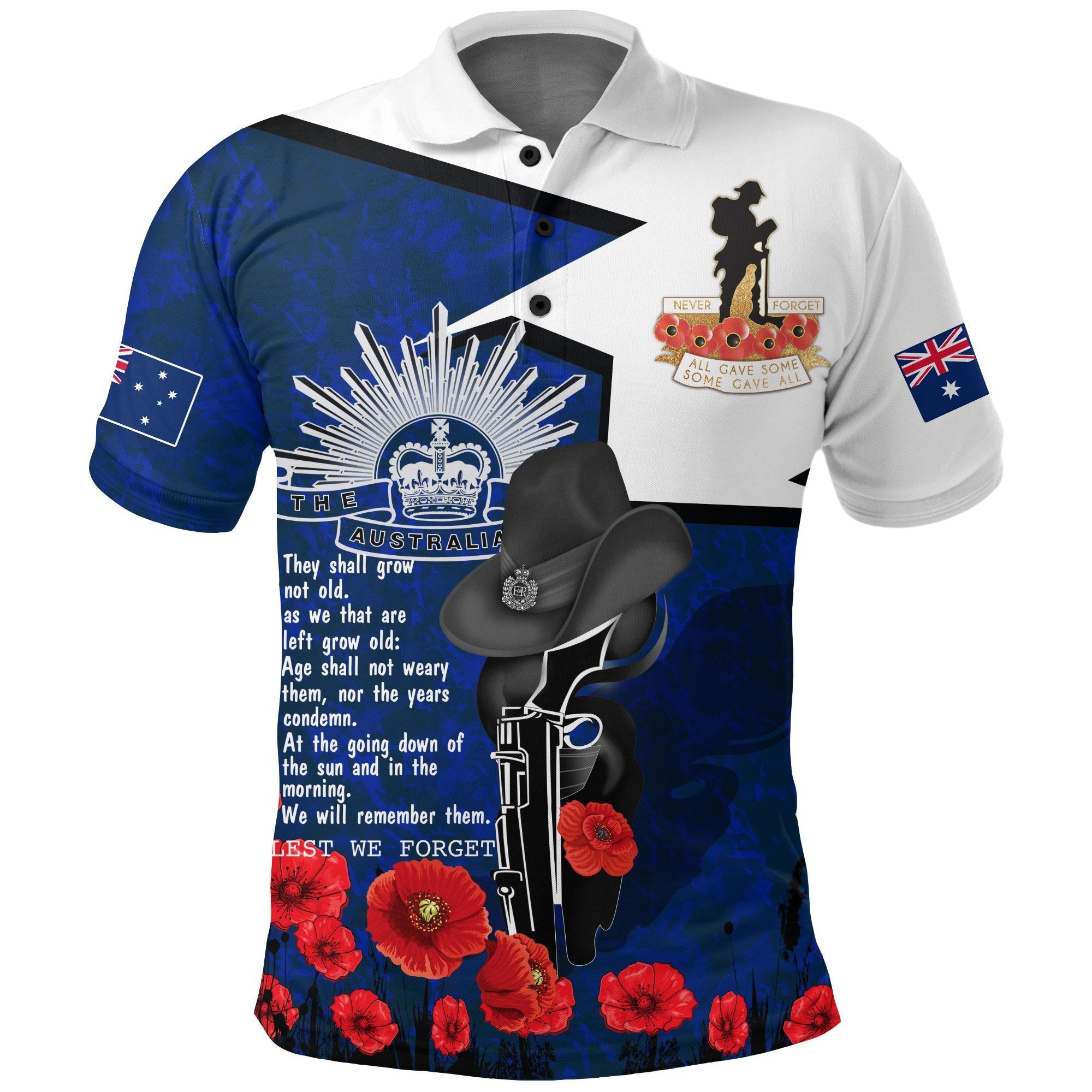 Polo Shirt ANZAC Lest We Forget - Vibe Hoodie Shop