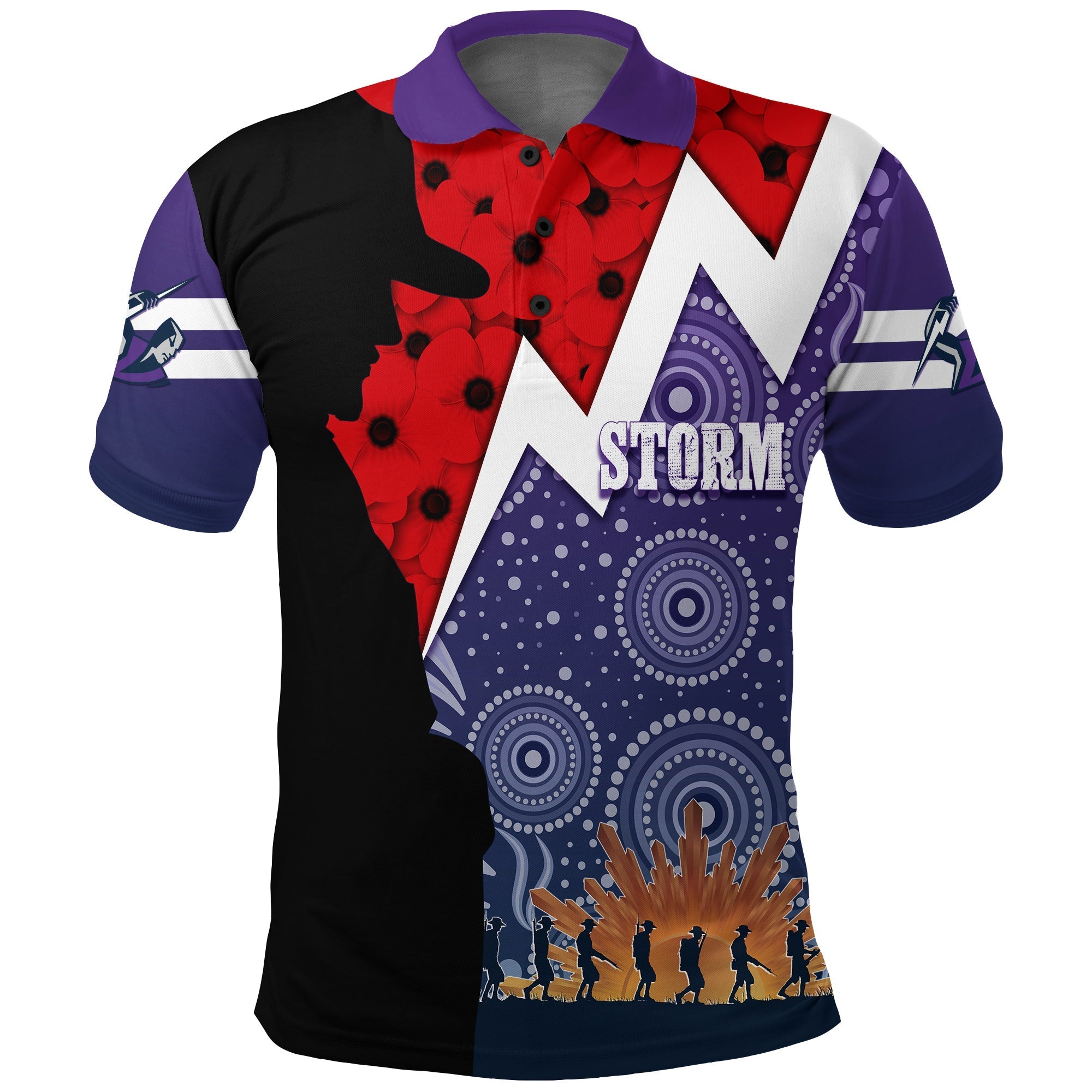 Melbourne Storm Rugby Polo Shirt ANZAC Day Thunder Style - Vibe Hoodie Shop