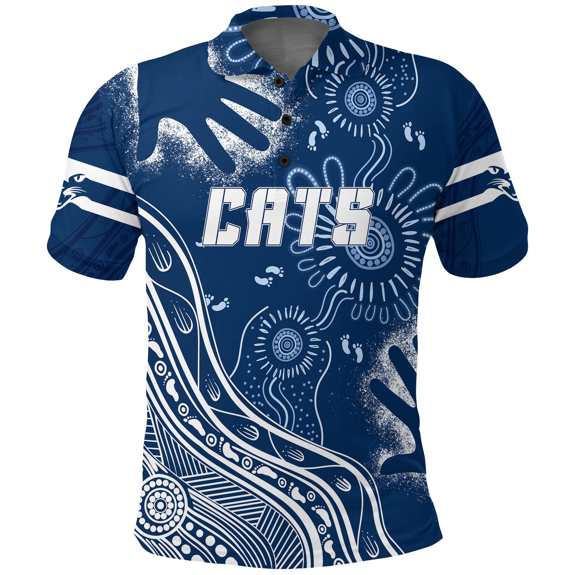 Personalised Geelong Football Aboriginal Polo Shirt GO Cats! - Vibe Hoodie Shop