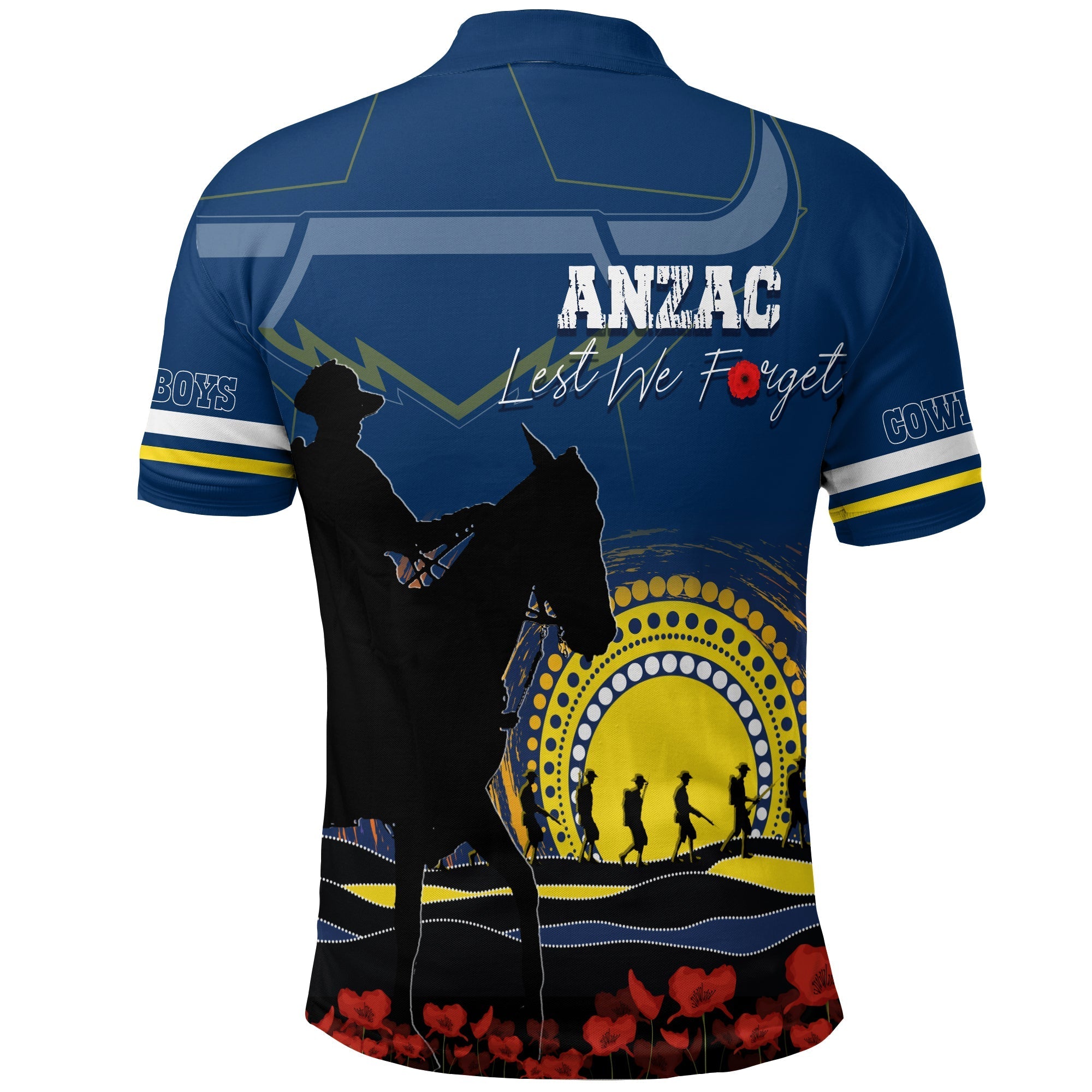 Cowboys Rugby Polo Shirt ANZAC Day We Will Remember Them - Vibe Hoodie Shop