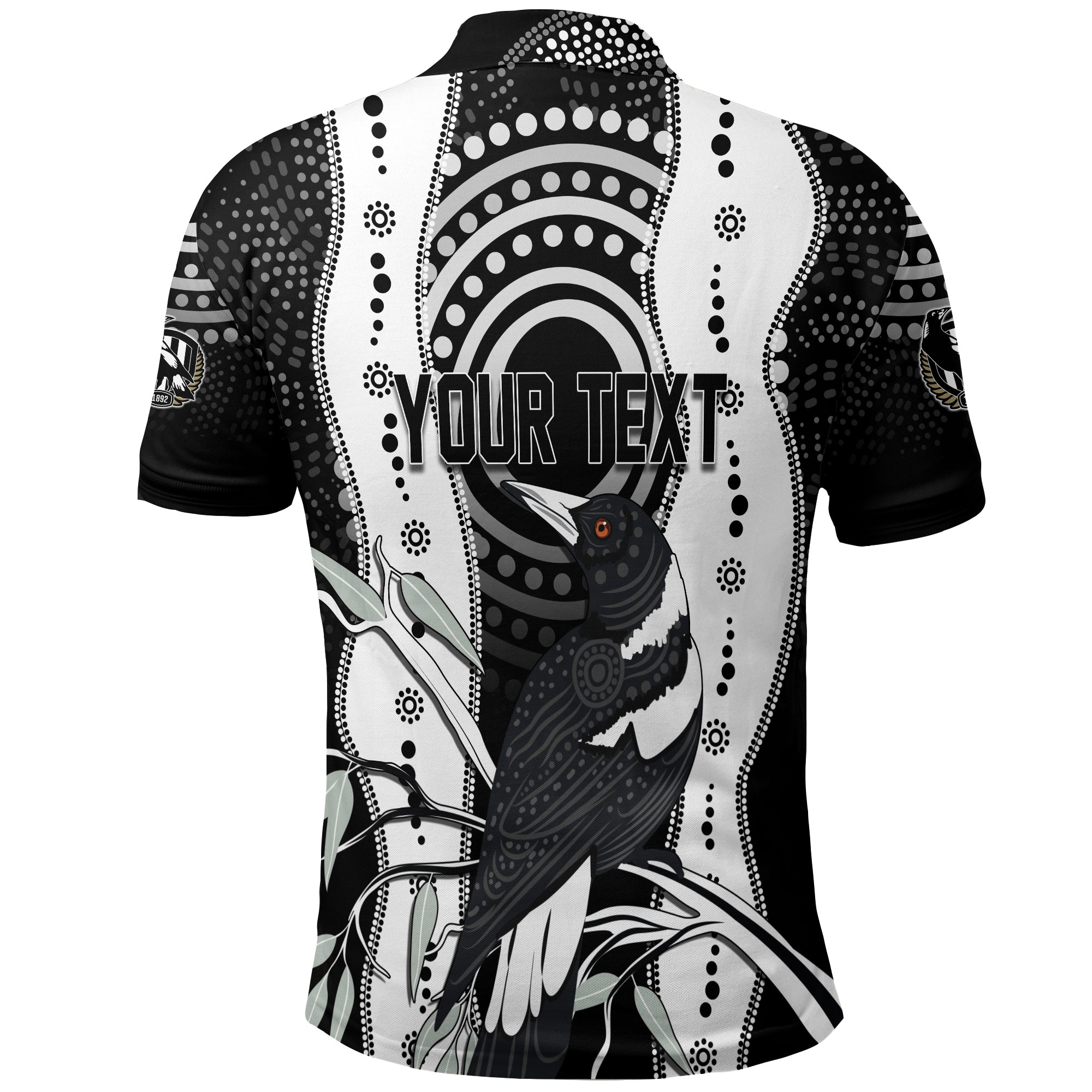 Personalised Collingwood Magpies Aboriginal Polo Shirt Artsy Vibes - Vibe Hoodie Shop